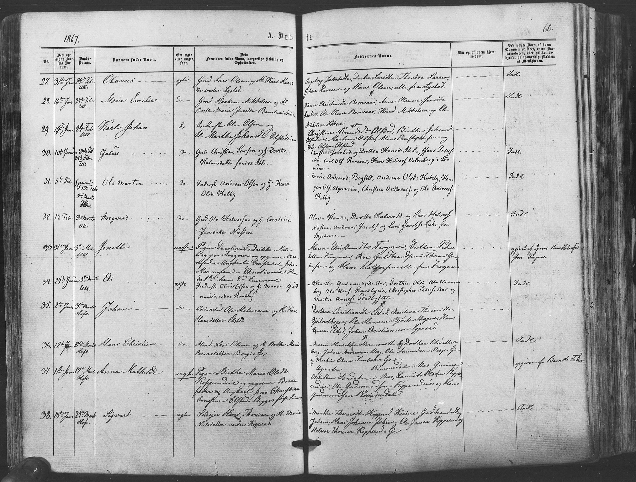 Ullensaker prestekontor Kirkebøker, AV/SAO-A-10236a/F/Fa/L0016: Ministerialbok nr. I 16, 1863-1875, s. 60