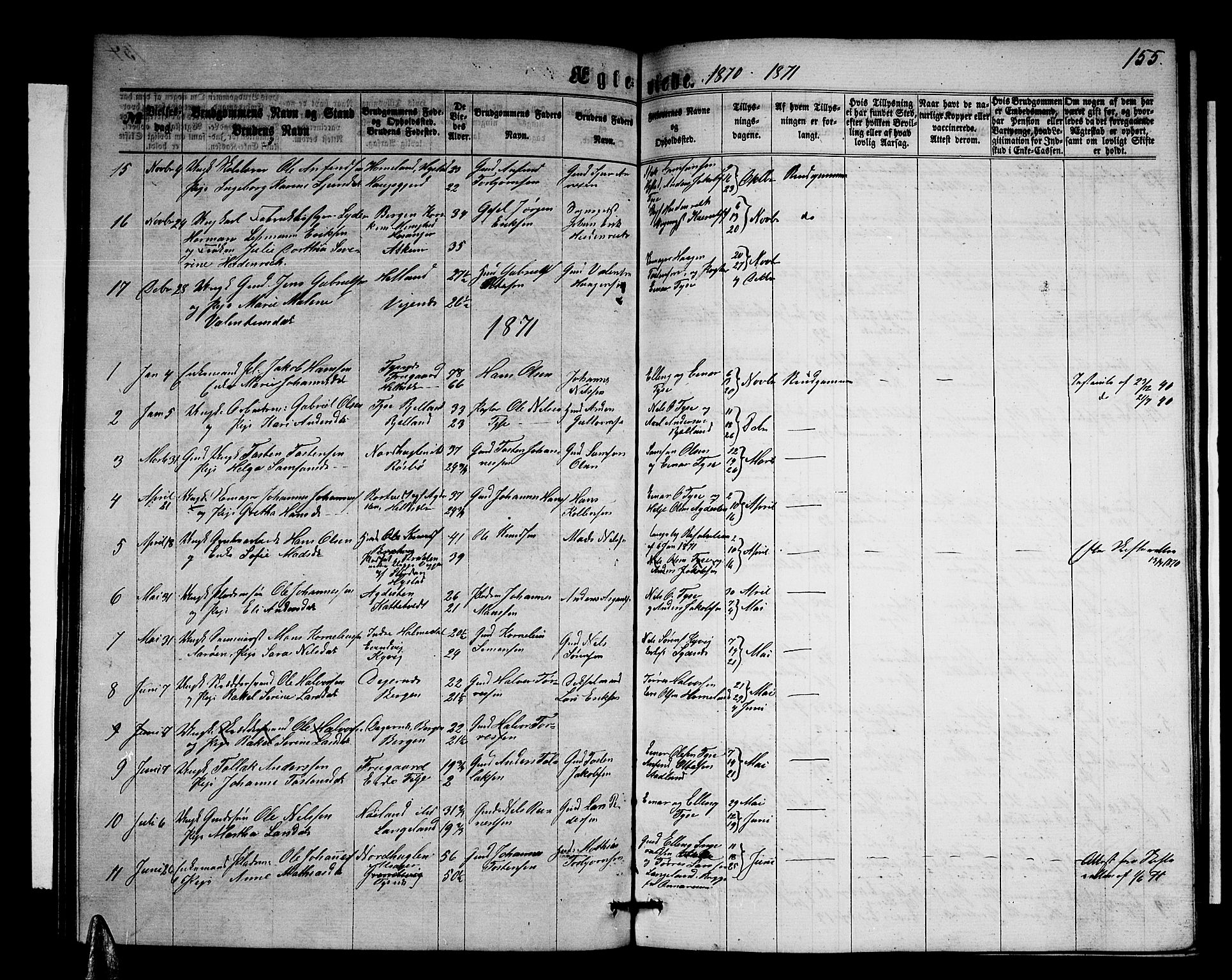 Stord sokneprestembete, AV/SAB-A-78201/H/Hab: Klokkerbok nr. A 1, 1864-1878, s. 155