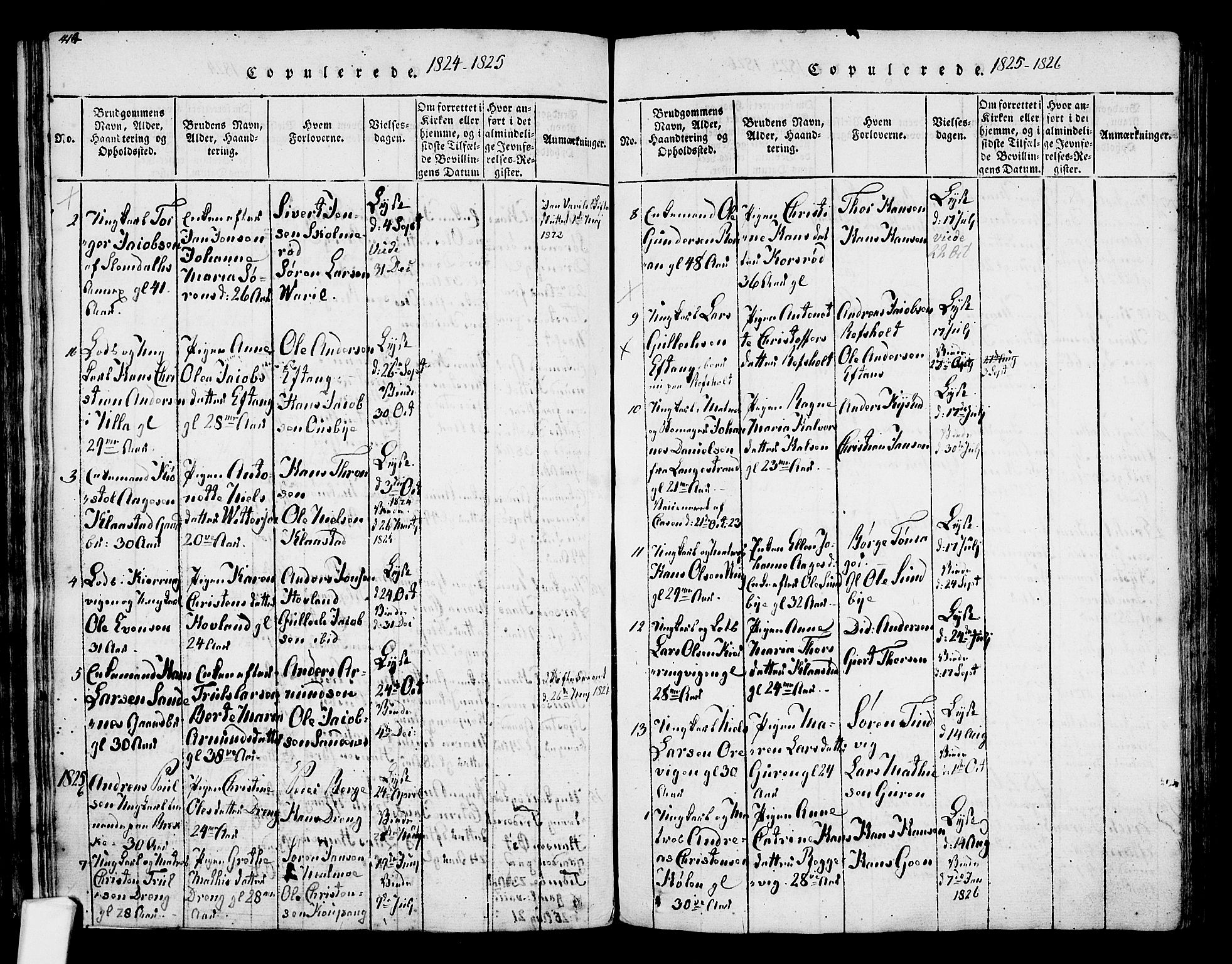 Tjølling kirkebøker, AV/SAKO-A-60/F/Fa/L0005: Ministerialbok nr. 5, 1814-1836, s. 414-415