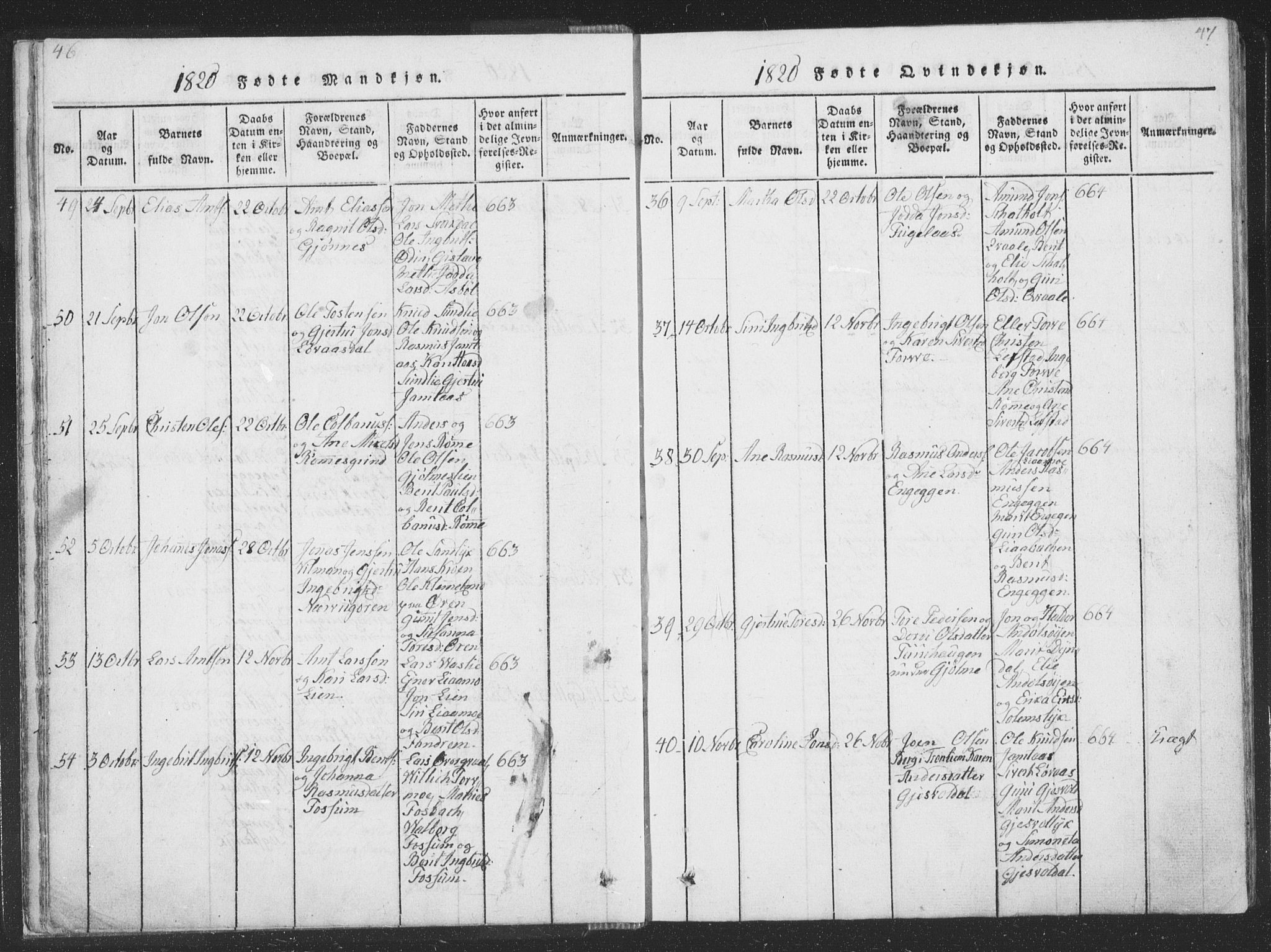 Ministerialprotokoller, klokkerbøker og fødselsregistre - Sør-Trøndelag, SAT/A-1456/668/L0816: Klokkerbok nr. 668C05, 1816-1893, s. 46-47