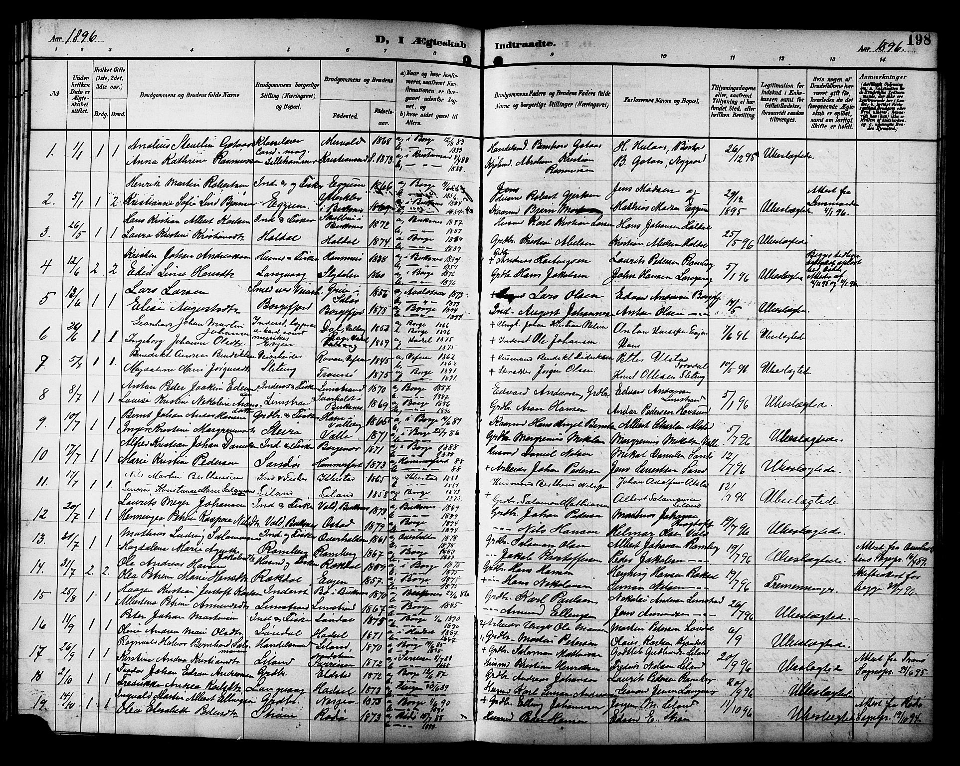 Ministerialprotokoller, klokkerbøker og fødselsregistre - Nordland, AV/SAT-A-1459/880/L1141: Klokkerbok nr. 880C03, 1893-1928, s. 198