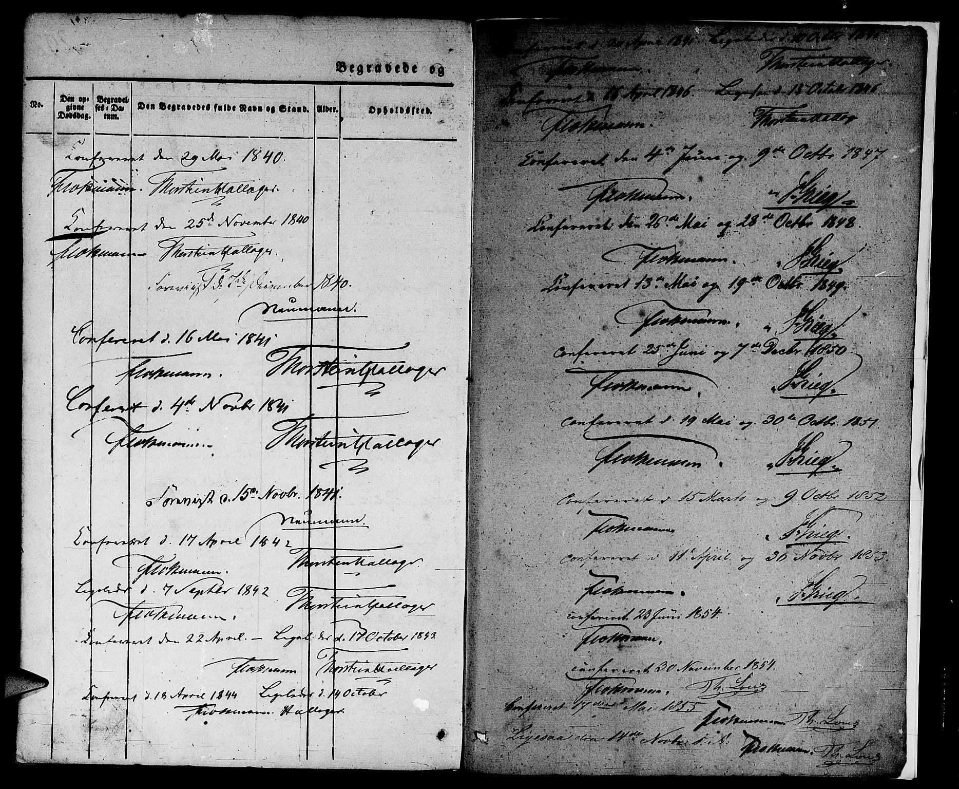 Nykirken Sokneprestembete, AV/SAB-A-77101/H/Hab: Klokkerbok nr. E 1, 1840-1866