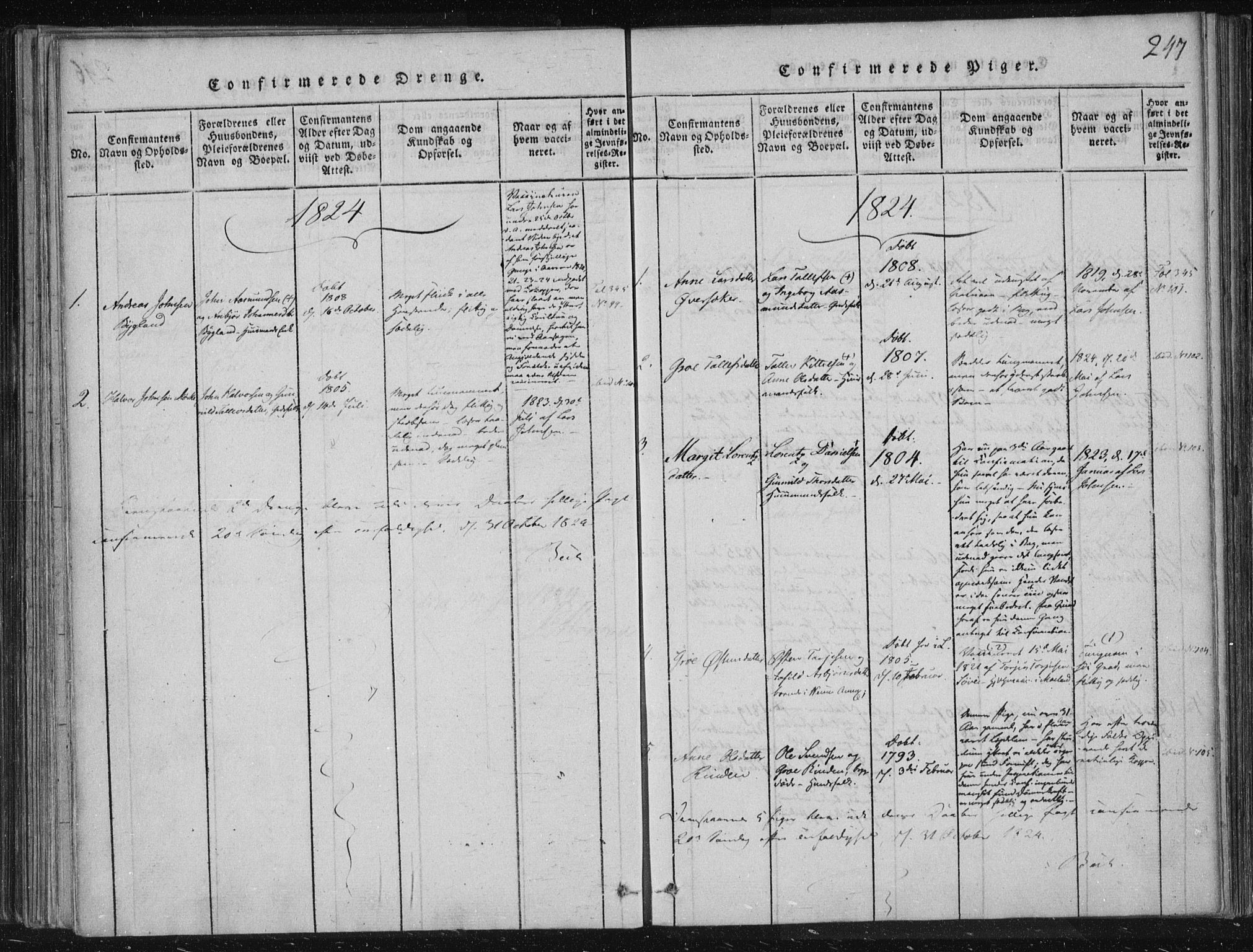 Lårdal kirkebøker, SAKO/A-284/F/Fc/L0001: Ministerialbok nr. III 1, 1815-1860, s. 247