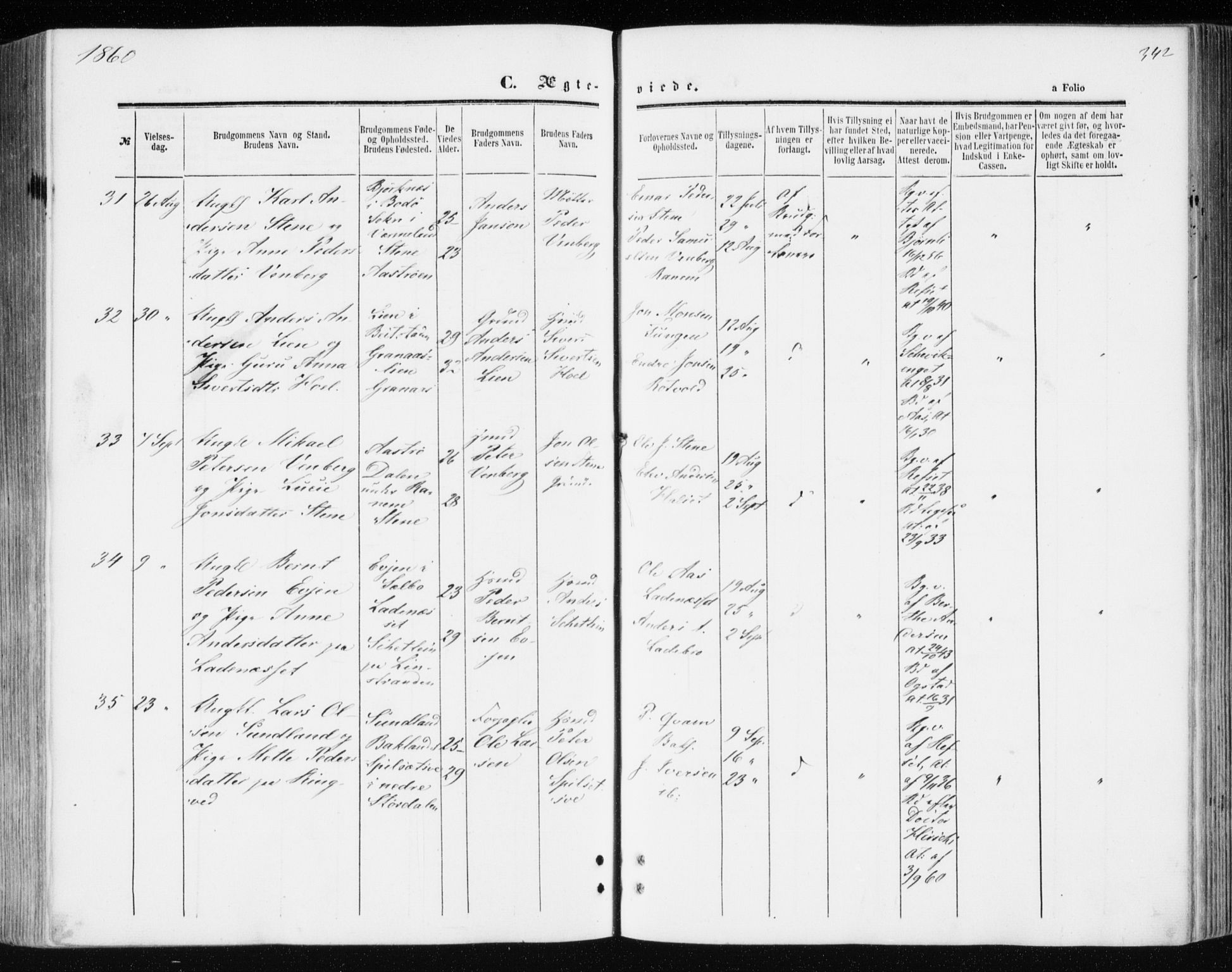 Ministerialprotokoller, klokkerbøker og fødselsregistre - Sør-Trøndelag, AV/SAT-A-1456/606/L0292: Ministerialbok nr. 606A07, 1856-1865, s. 342