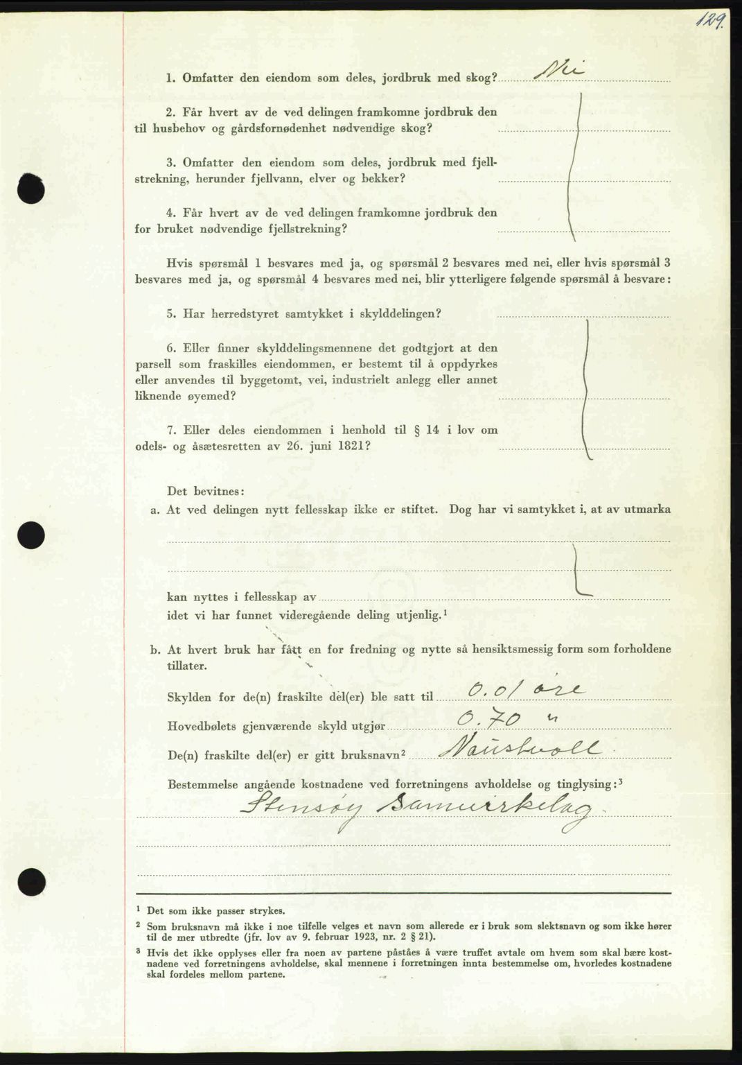Nordmøre sorenskriveri, AV/SAT-A-4132/1/2/2Ca: Pantebok nr. A112, 1949-1949, Dagboknr: 2227/1949