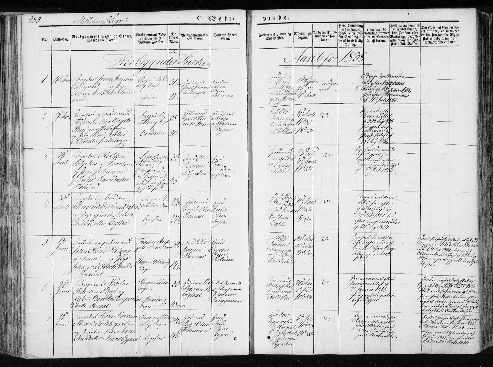 Ministerialprotokoller, klokkerbøker og fødselsregistre - Nord-Trøndelag, SAT/A-1458/717/L0154: Ministerialbok nr. 717A06 /1, 1836-1849, s. 285