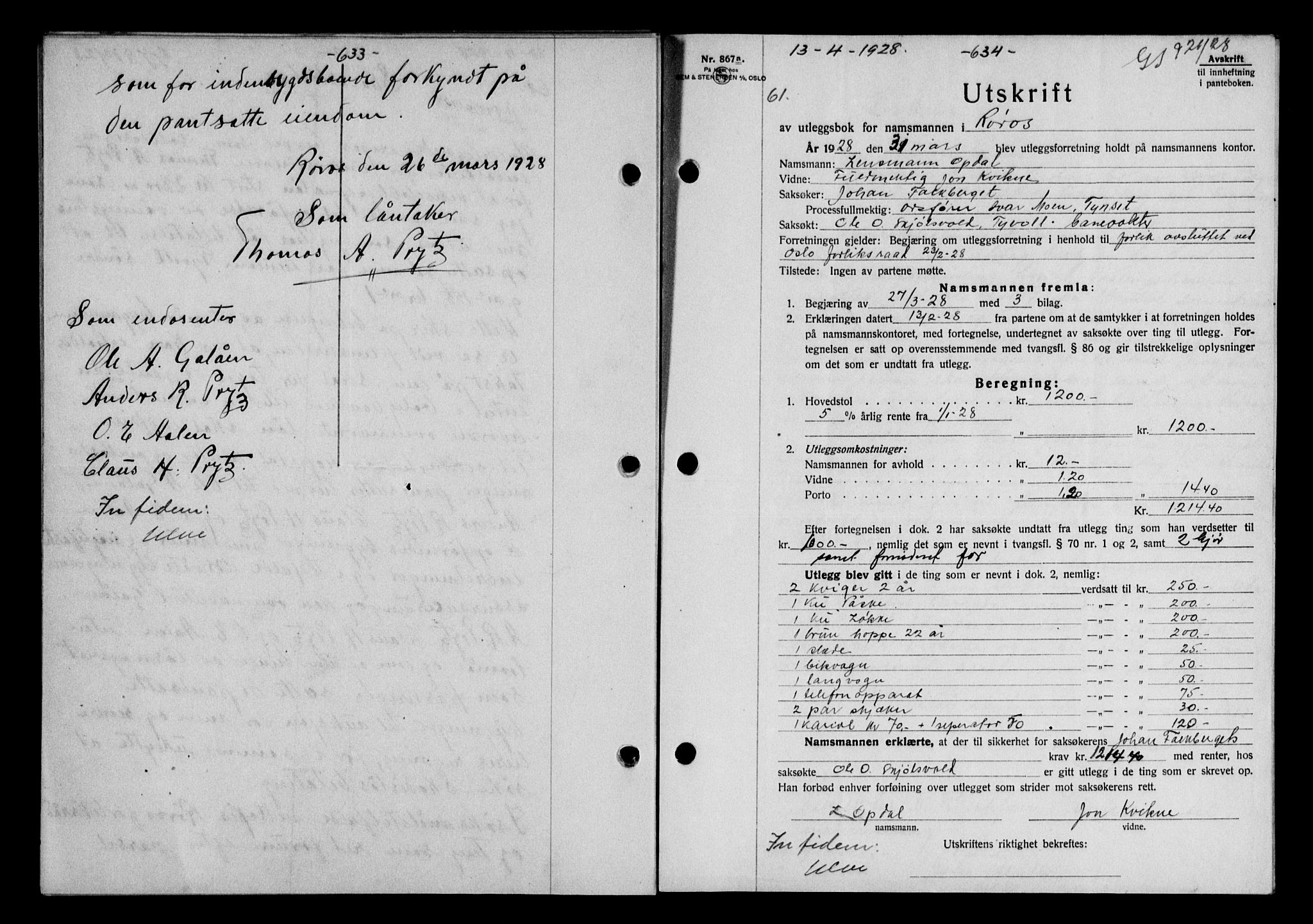 Gauldal sorenskriveri, SAT/A-0014/1/2/2C/L0036: Pantebok nr. 37, 1927-1928, Tingl.dato: 13.04.1928