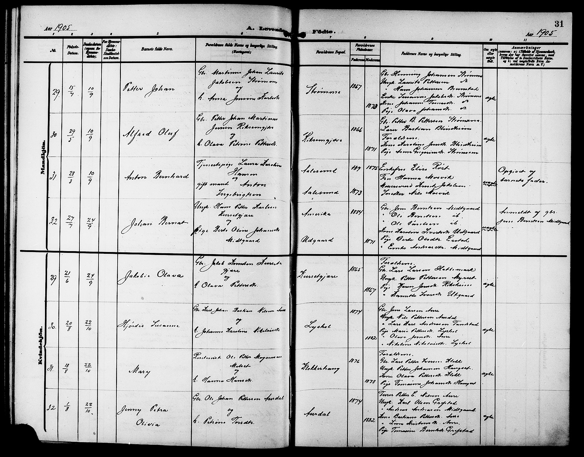 Ministerialprotokoller, klokkerbøker og fødselsregistre - Møre og Romsdal, AV/SAT-A-1454/523/L0341: Klokkerbok nr. 523C04, 1903-1916, s. 31
