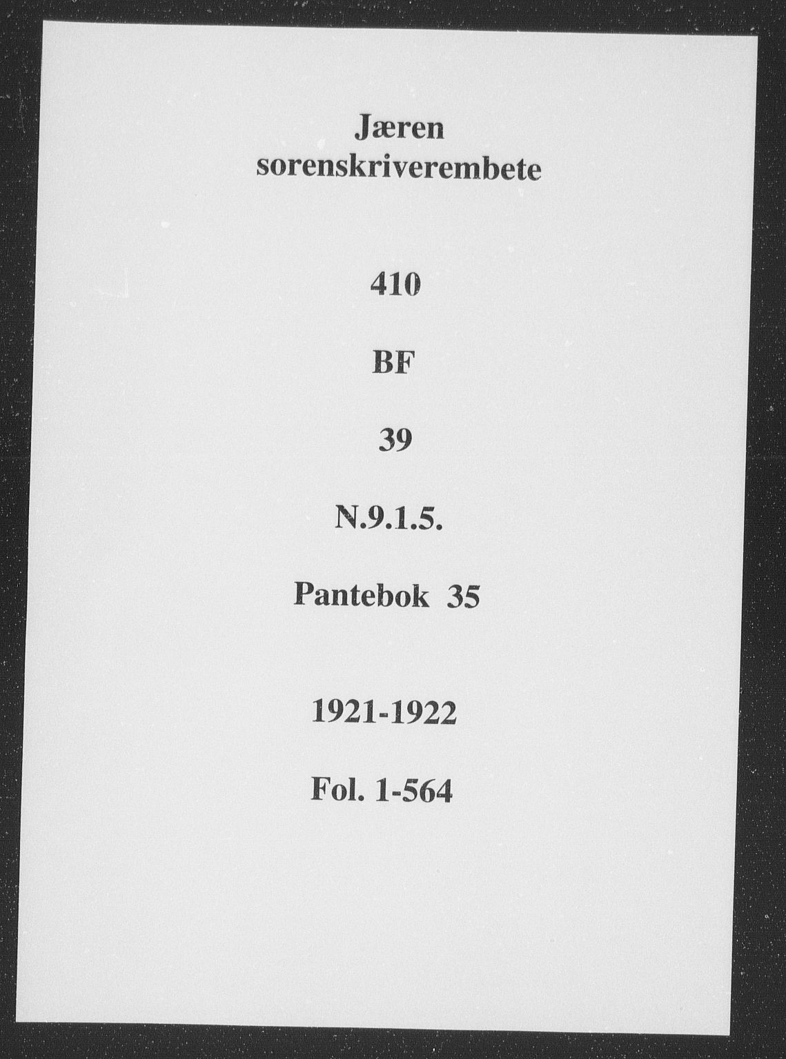 Jæren sorenskriveri, SAST/A-100310/01/4/41/41BF/L0039: Pantebok nr. 35a, 1921-1922