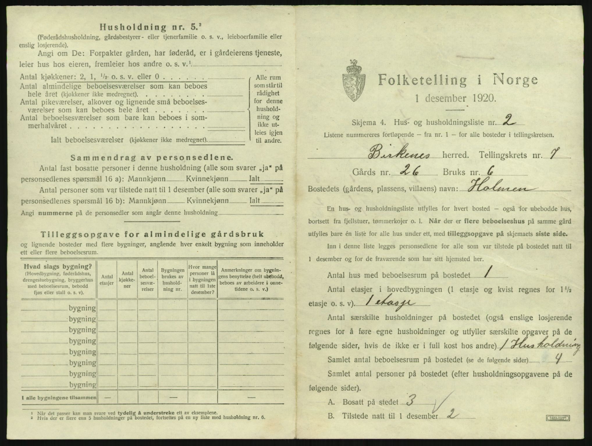 SAK, Folketelling 1920 for 0928 Birkenes herred, 1920, s. 629