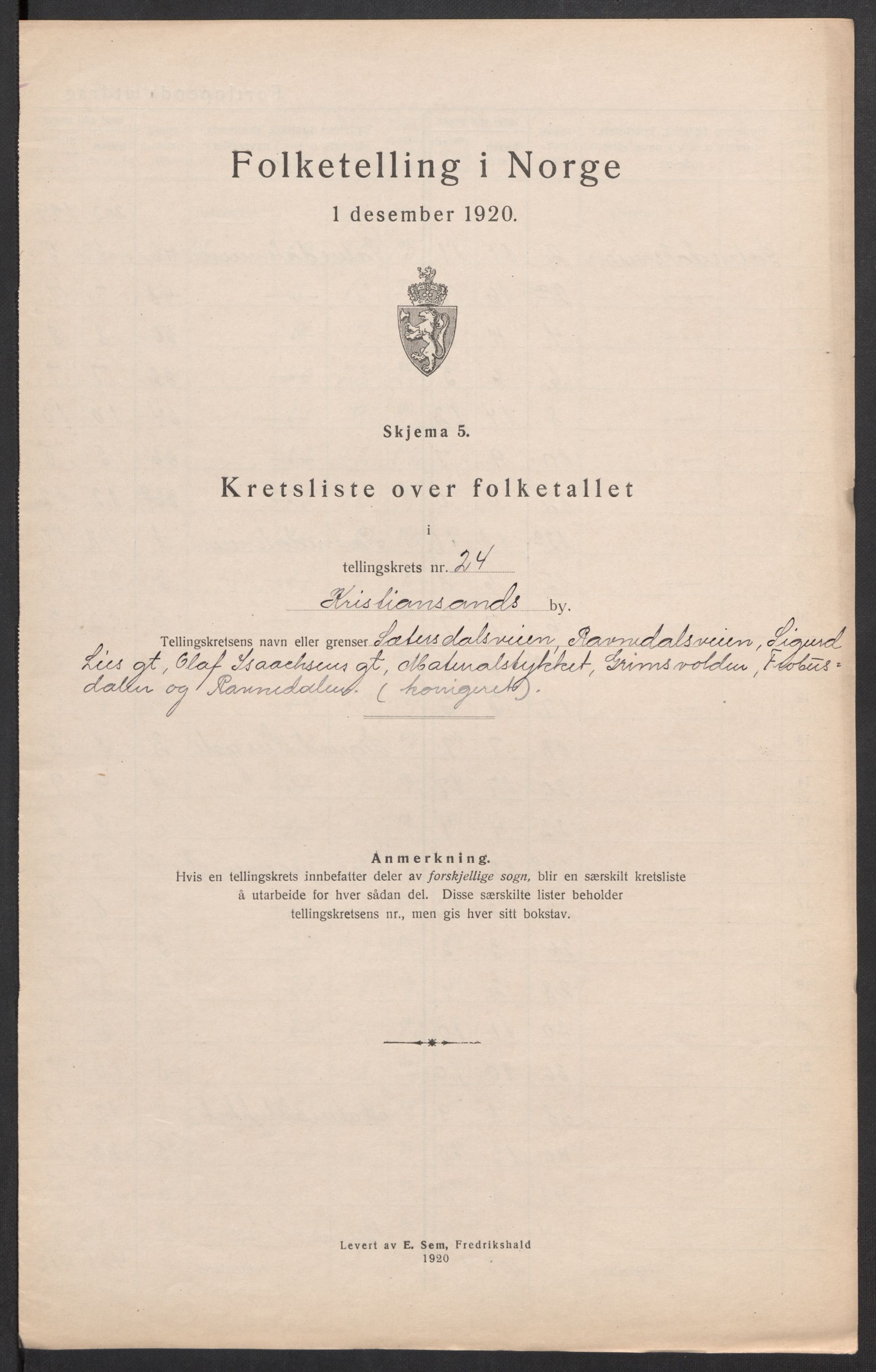 SAK, Folketelling 1920 for 1001 Kristiansand kjøpstad, 1920, s. 158