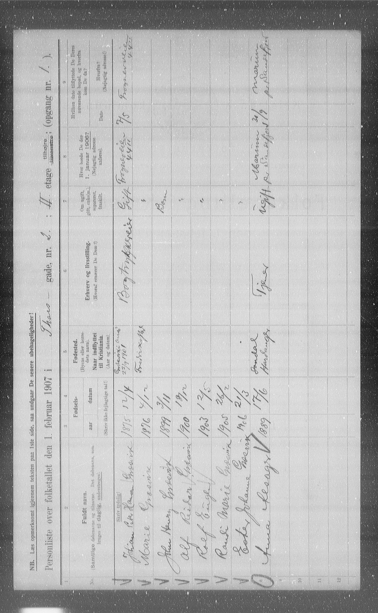 OBA, Kommunal folketelling 1.2.1907 for Kristiania kjøpstad, 1907, s. 58147