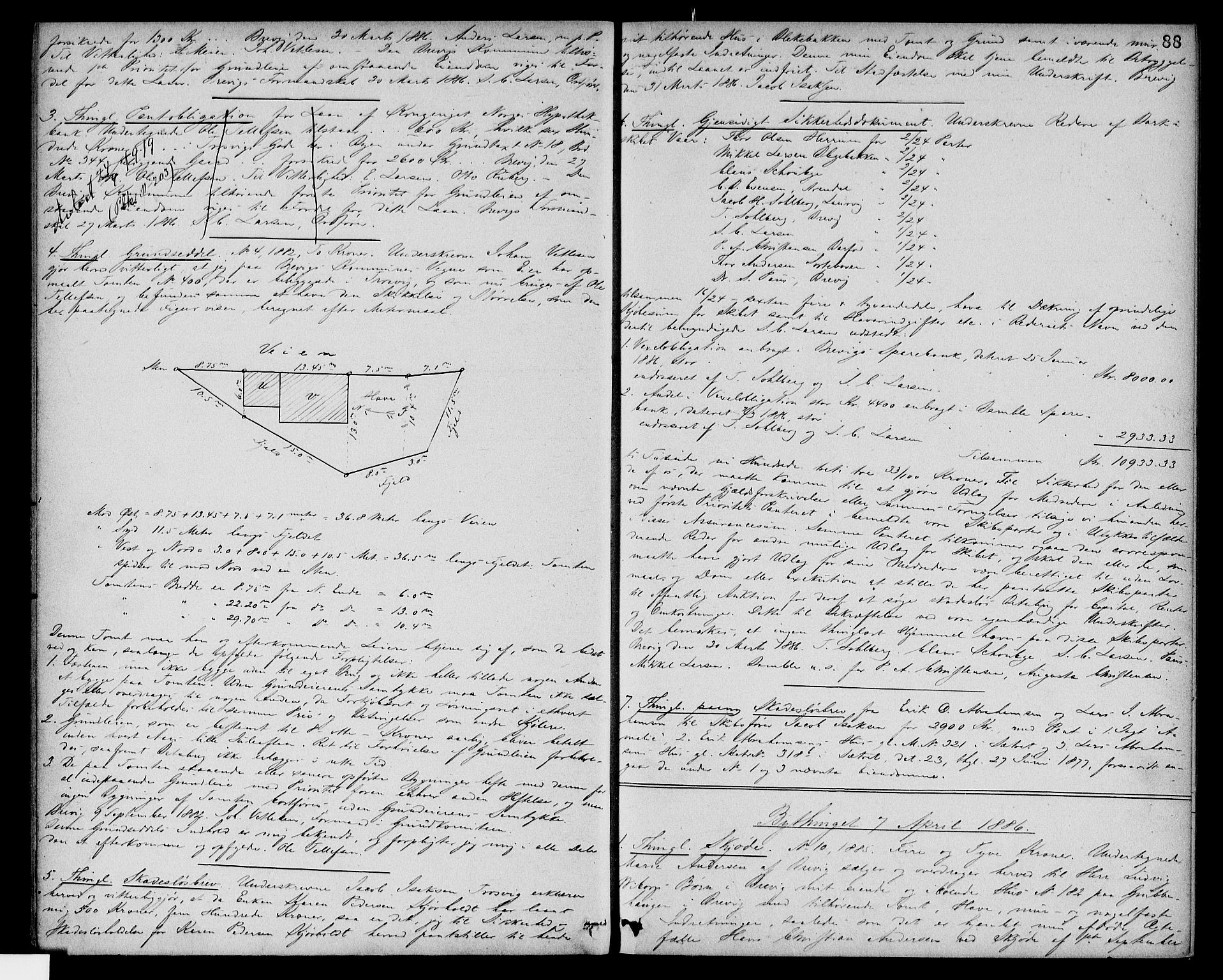 Bamble sorenskriveri, SAKO/A-214/G/Ga/Gaf/L0006: Pantebok nr. VI 6, 1882-1893, s. 88