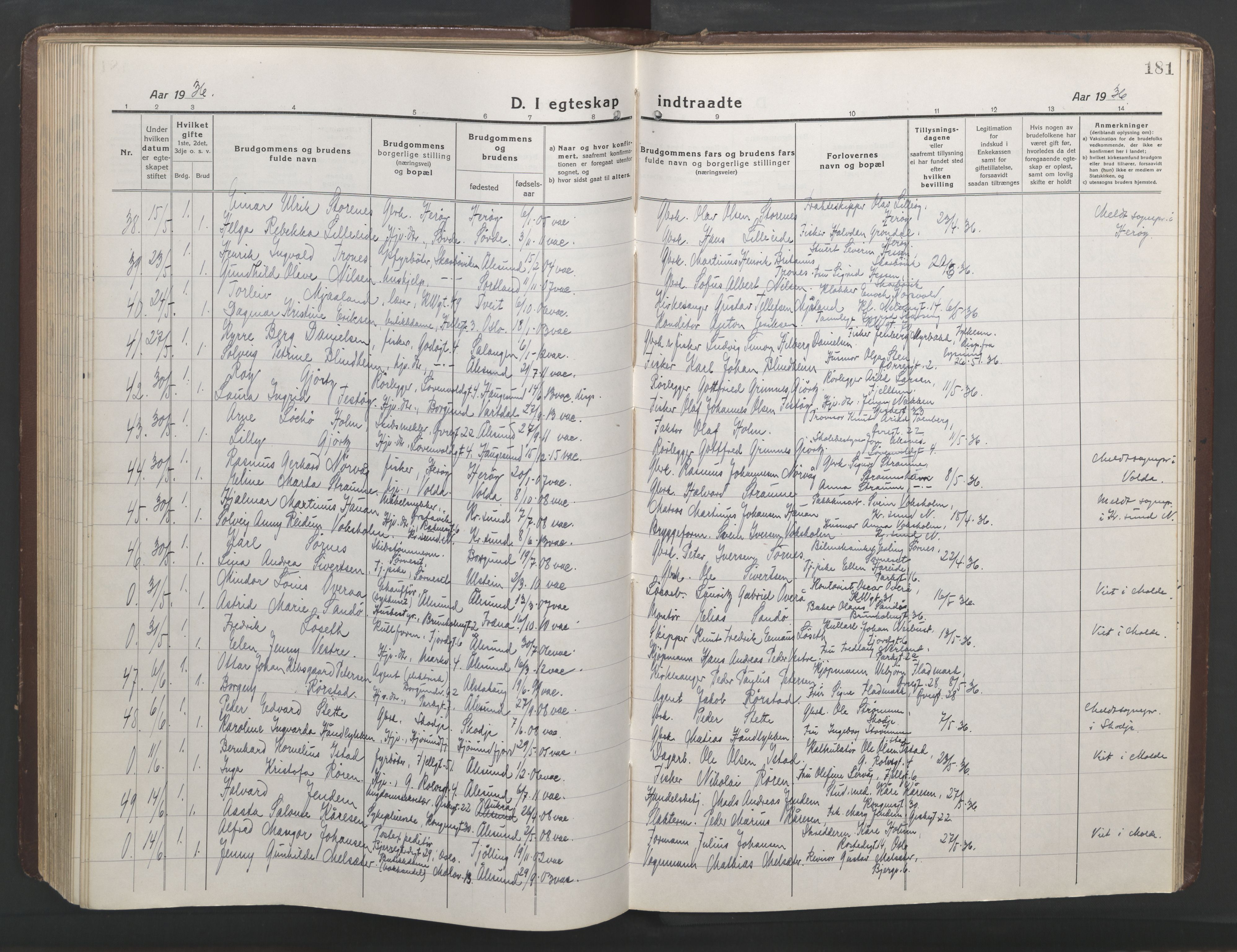 Ministerialprotokoller, klokkerbøker og fødselsregistre - Møre og Romsdal, AV/SAT-A-1454/529/L0473: Klokkerbok nr. 529C10, 1918-1941, s. 181