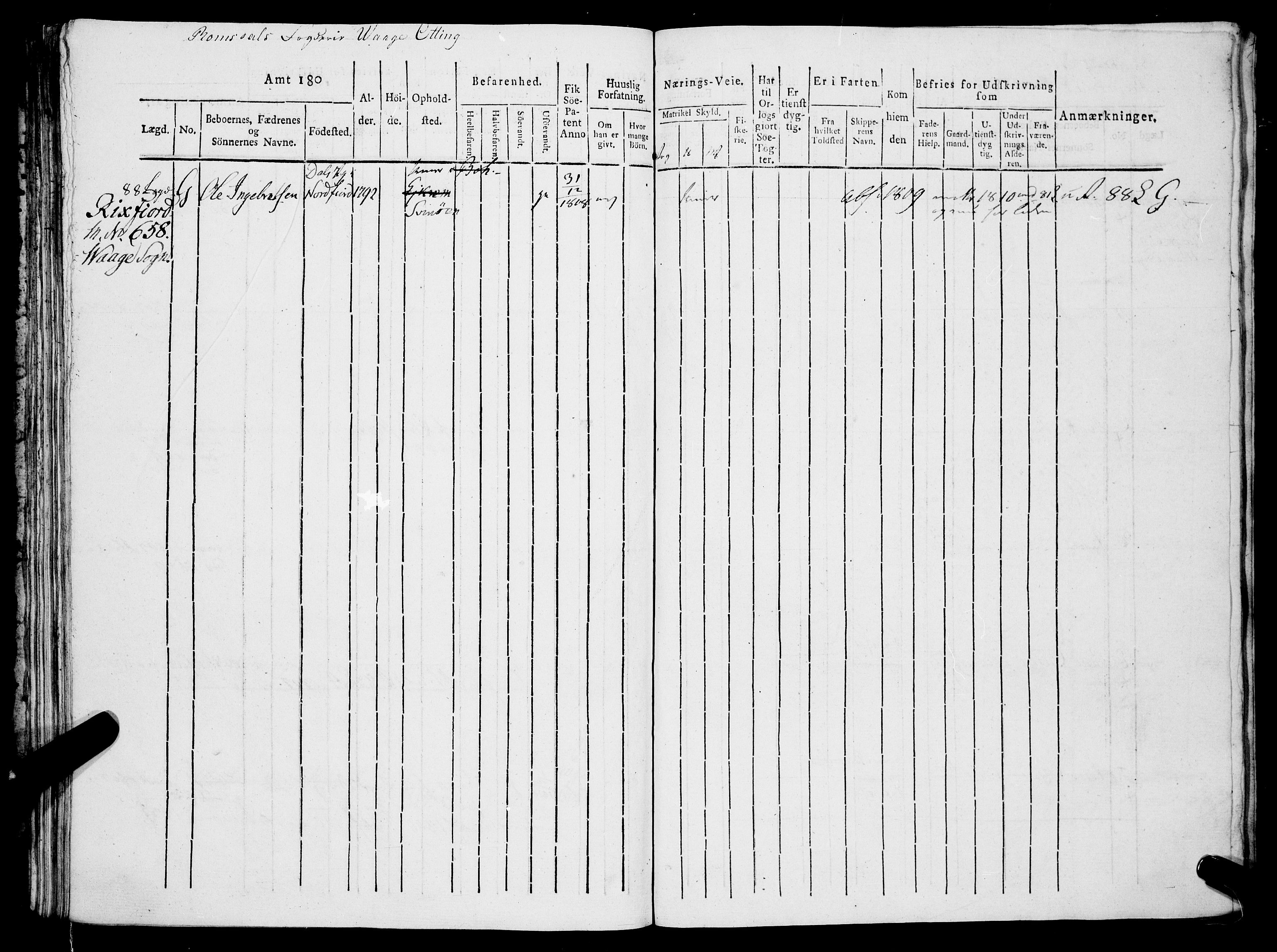 Sjøinnrulleringen - Trondhjemske distrikt, AV/SAT-A-5121/01/L0321/0001: -- / Hovedrulle, for Romsdals amt, Romdals fogderi, 1804