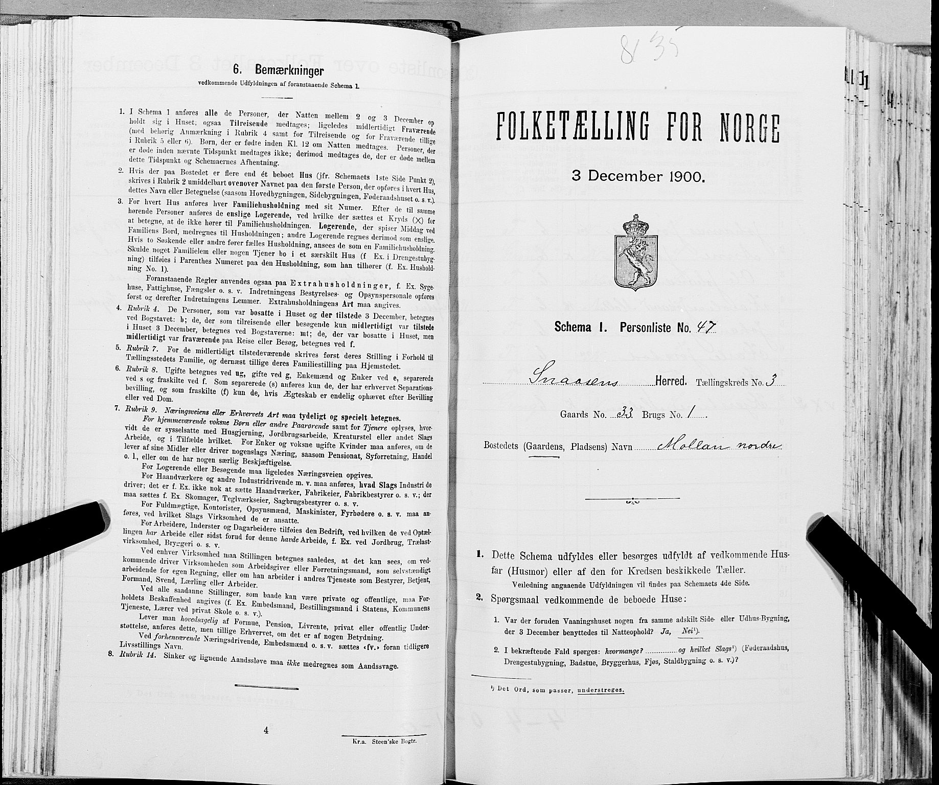 SAT, Folketelling 1900 for 1736 Snåsa herred, 1900, s. 705