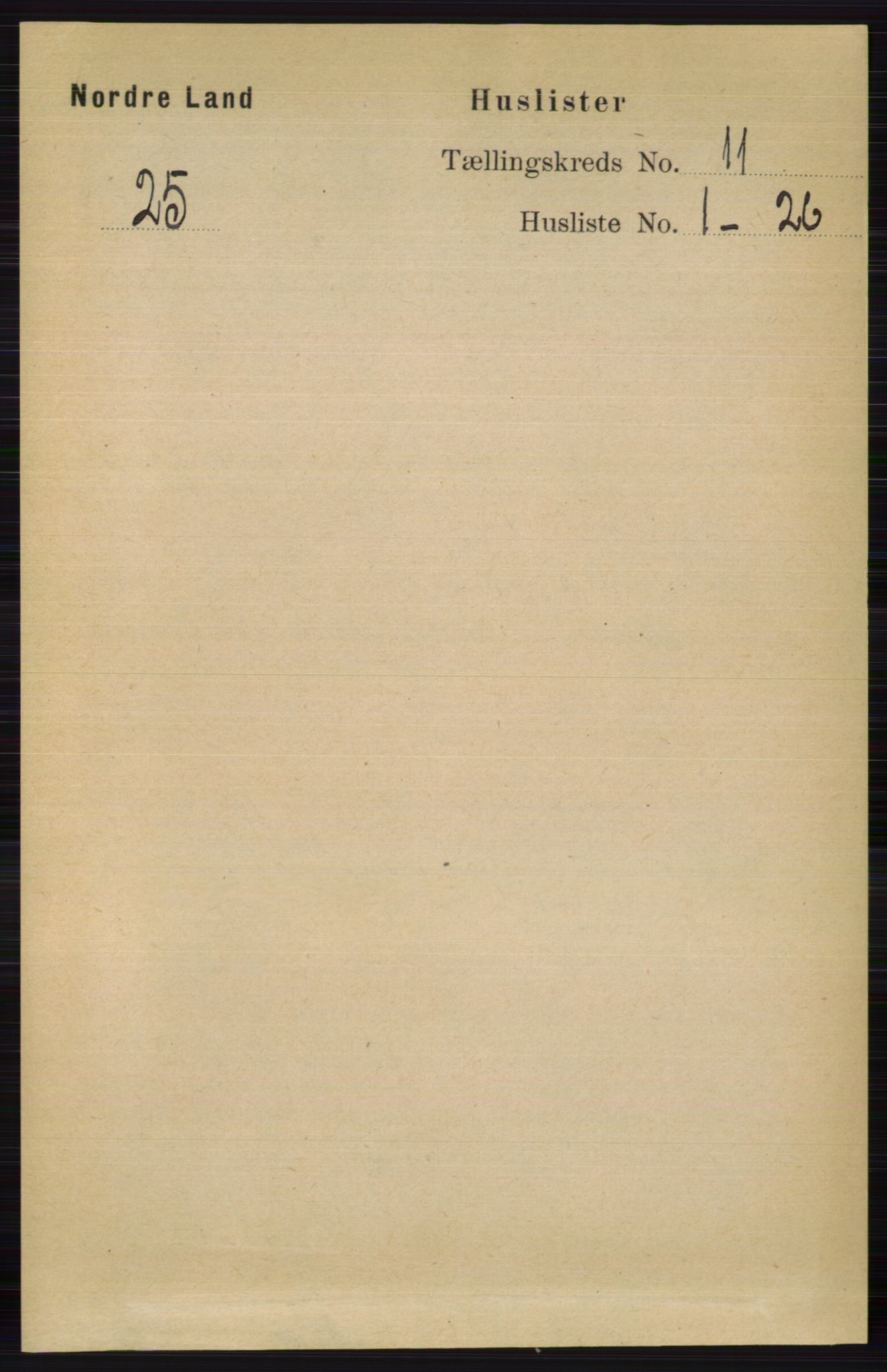 RA, Folketelling 1891 for 0538 Nordre Land herred, 1891, s. 3000