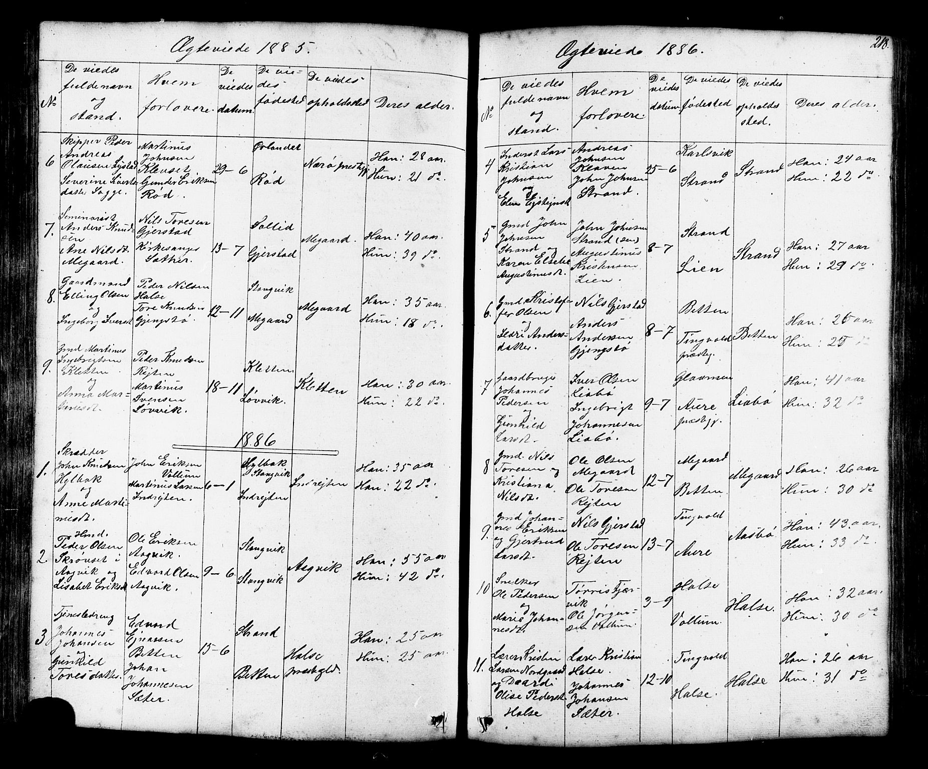 Ministerialprotokoller, klokkerbøker og fødselsregistre - Møre og Romsdal, AV/SAT-A-1454/576/L0890: Klokkerbok nr. 576C01, 1837-1908, s. 218