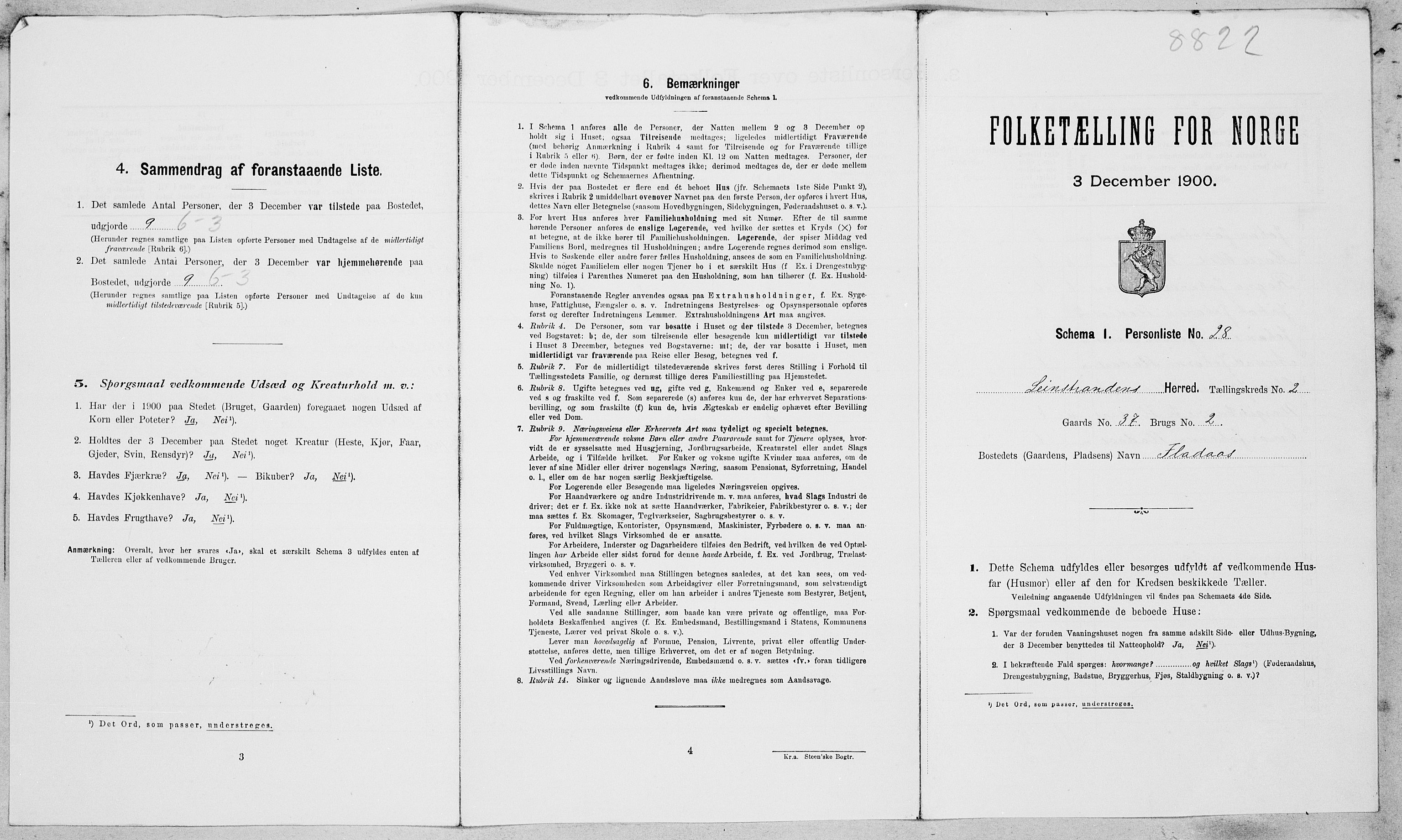 SAT, Folketelling 1900 for 1654 Leinstrand herred, 1900, s. 307