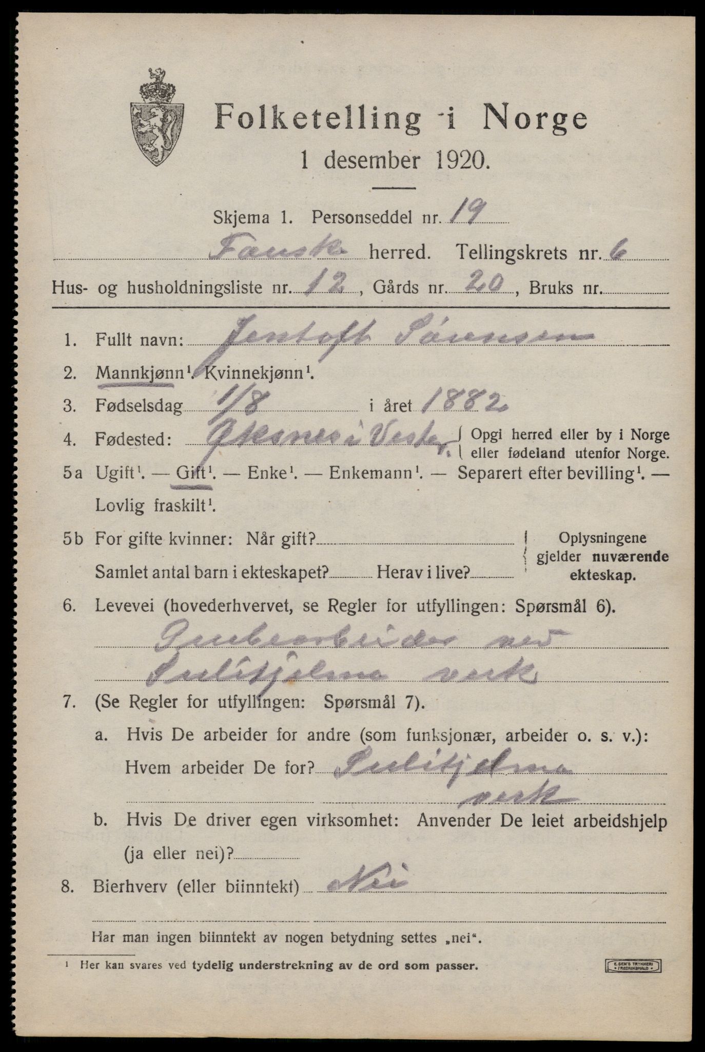 SAT, Folketelling 1920 for 1841 Fauske herred, 1920, s. 5656