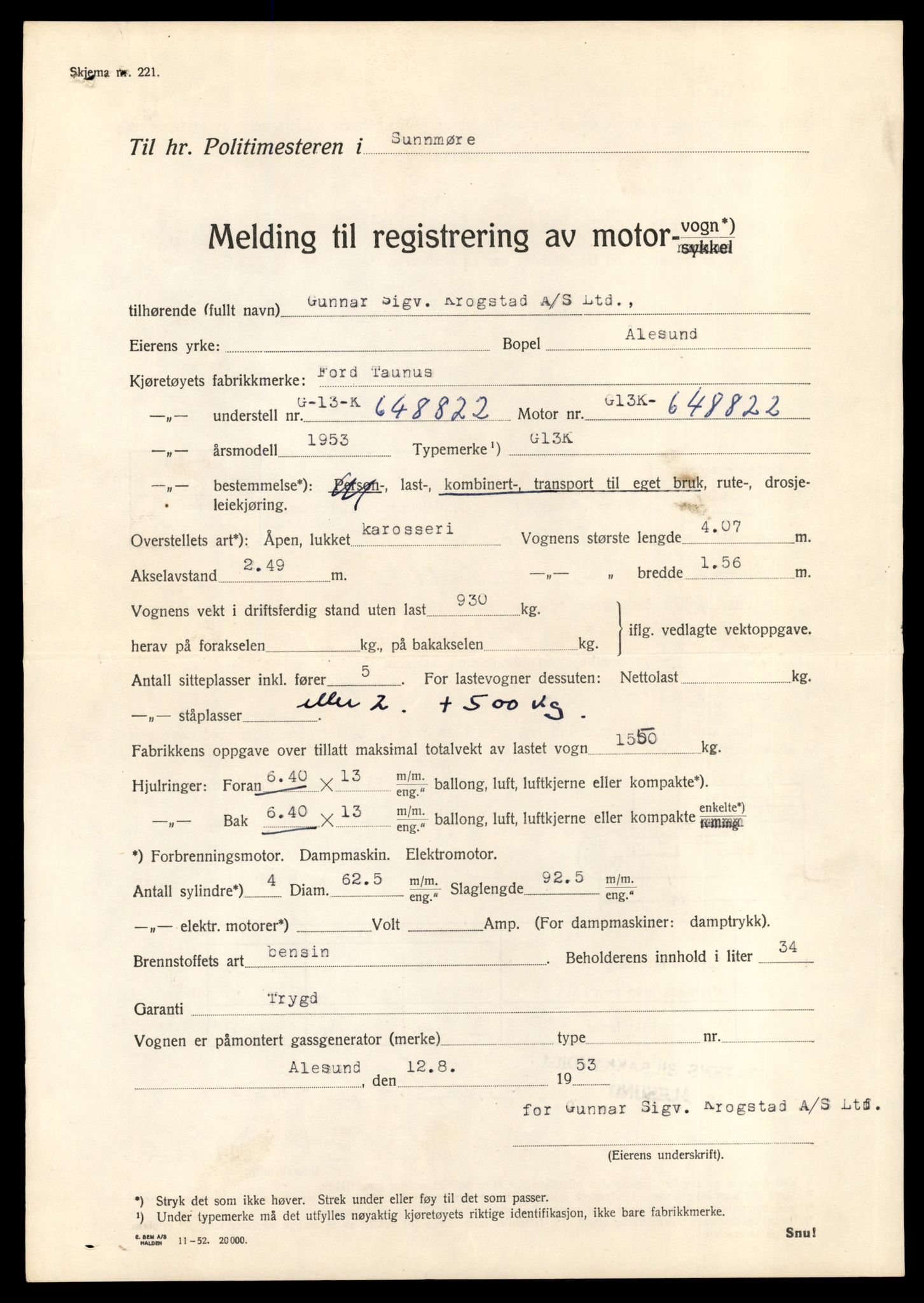Møre og Romsdal vegkontor - Ålesund trafikkstasjon, AV/SAT-A-4099/F/Fe/L0044: Registreringskort for kjøretøy T 14205 - T 14319, 1927-1998, s. 1682