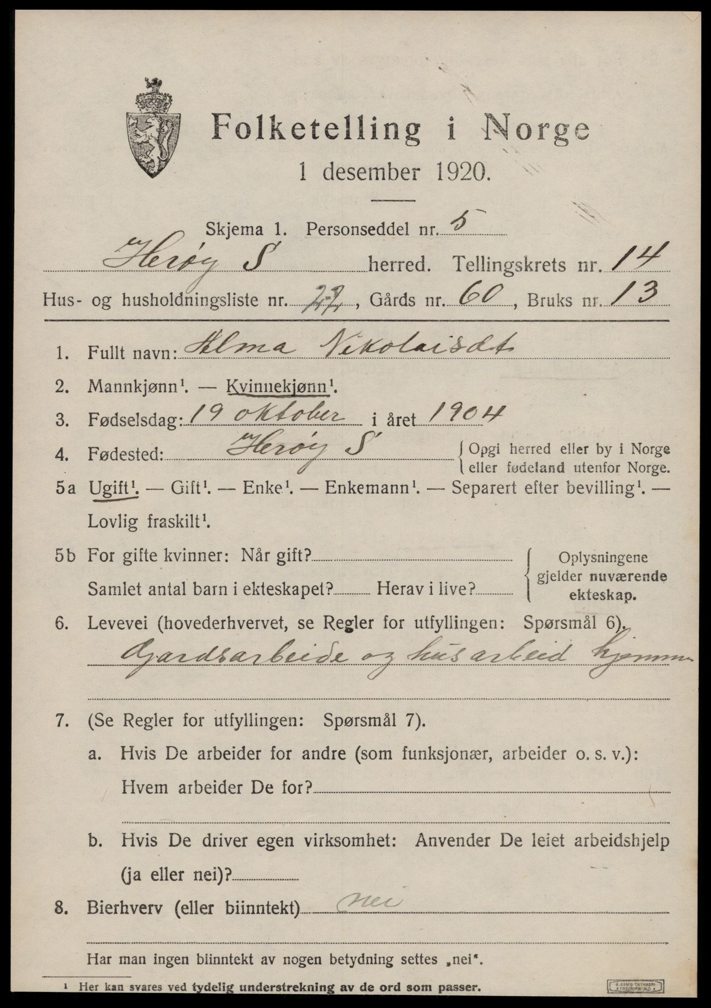 SAT, Folketelling 1920 for 1515 Herøy herred, 1920, s. 8869
