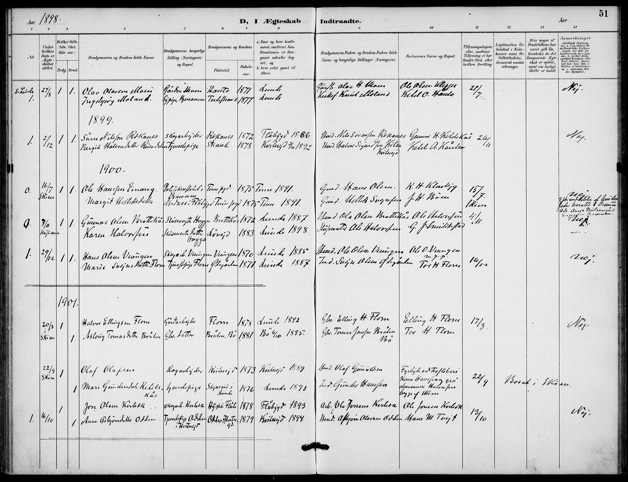 Lunde kirkebøker, AV/SAKO-A-282/F/Fb/L0004: Ministerialbok nr. II 4, 1892-1907, s. 51