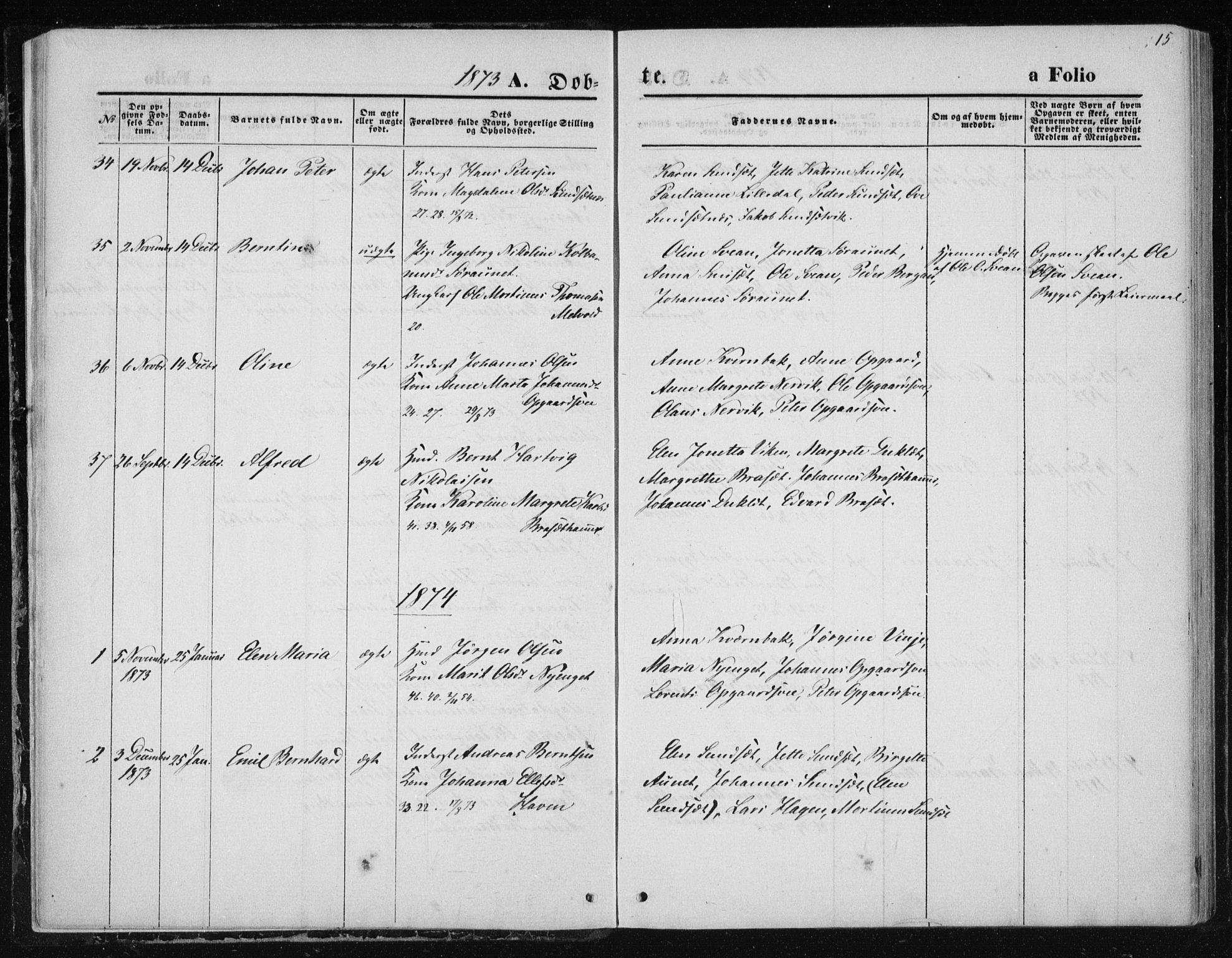 Ministerialprotokoller, klokkerbøker og fødselsregistre - Nord-Trøndelag, SAT/A-1458/733/L0324: Ministerialbok nr. 733A03, 1870-1883, s. 15