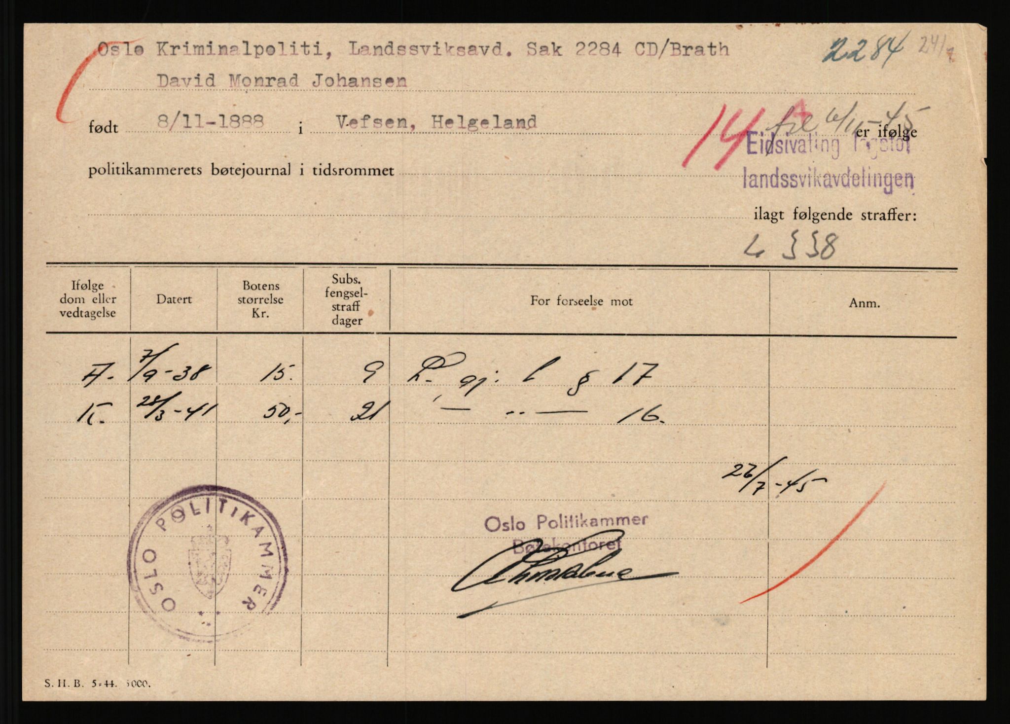 Landssvikarkivet, Oslo politikammer, RA/S-3138-01/D/Da/L0178/0008: Dommer, dnr. 1225 - 1232 / Dnr. 1232, 1945-1948, s. 28