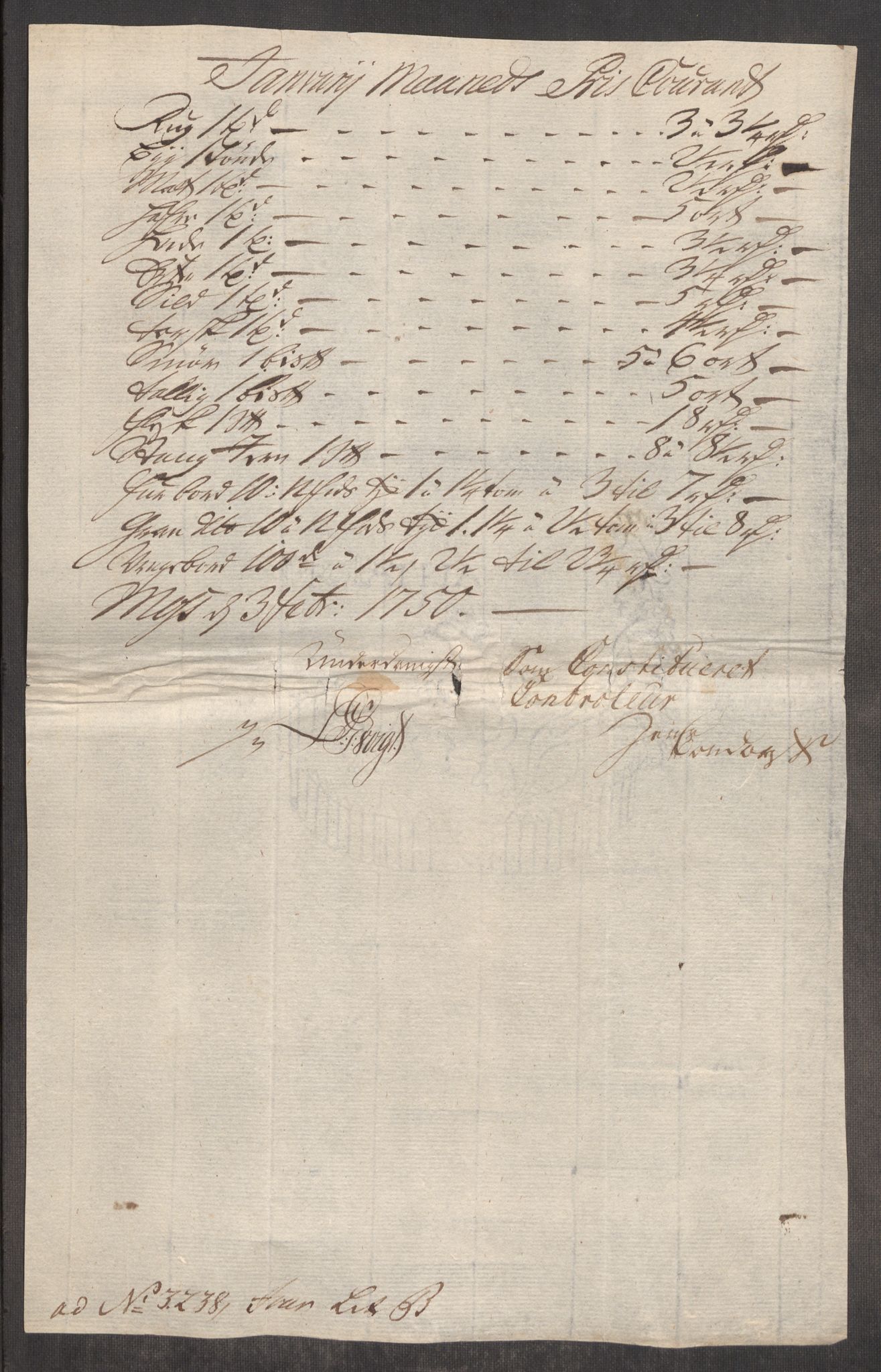 Rentekammeret inntil 1814, Realistisk ordnet avdeling, AV/RA-EA-4070/Oe/L0004: [Ø1]: Priskuranter, 1749-1752, s. 242