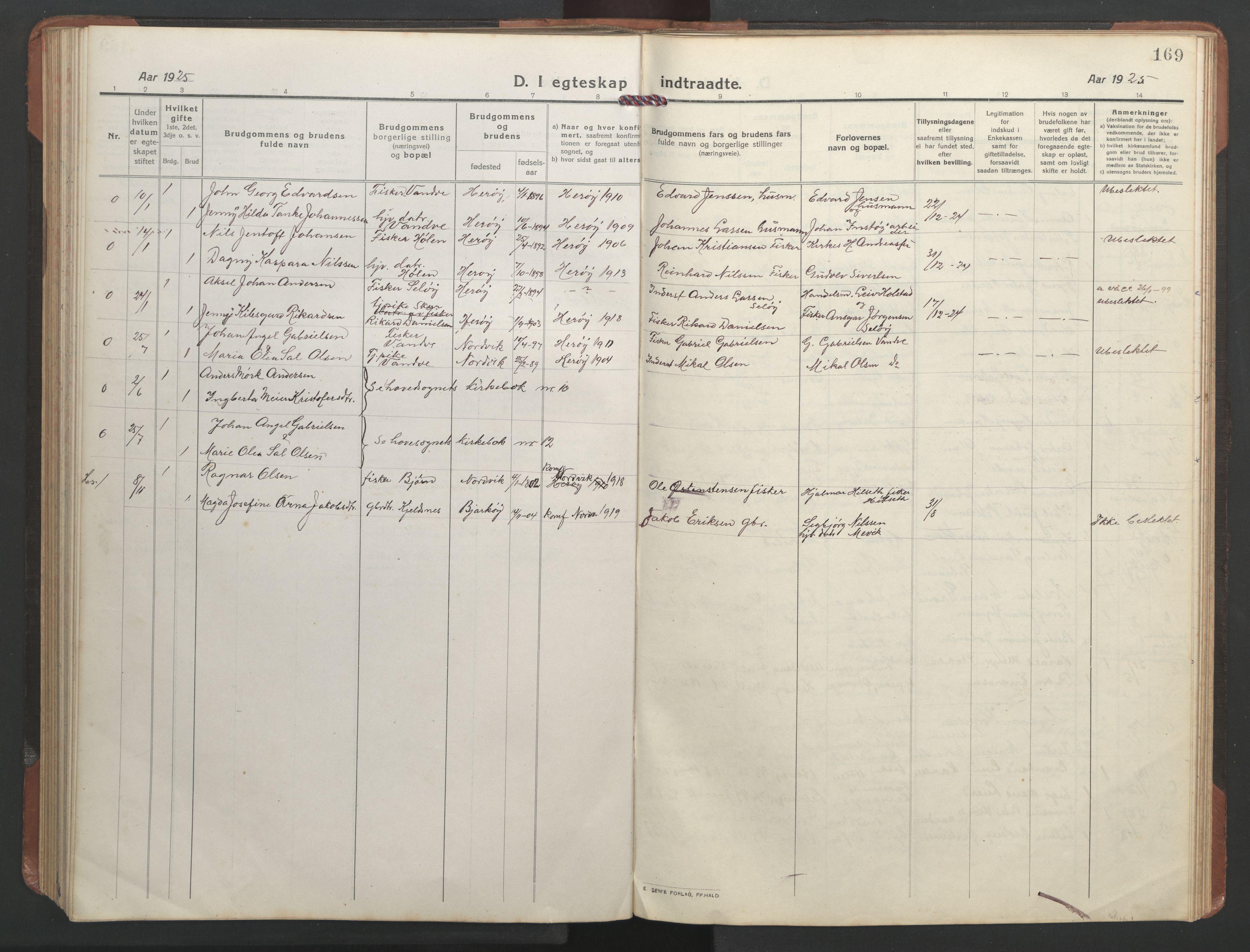 Ministerialprotokoller, klokkerbøker og fødselsregistre - Nordland, AV/SAT-A-1459/836/L0539: Klokkerbok nr. 836C03, 1917-1949, s. 169