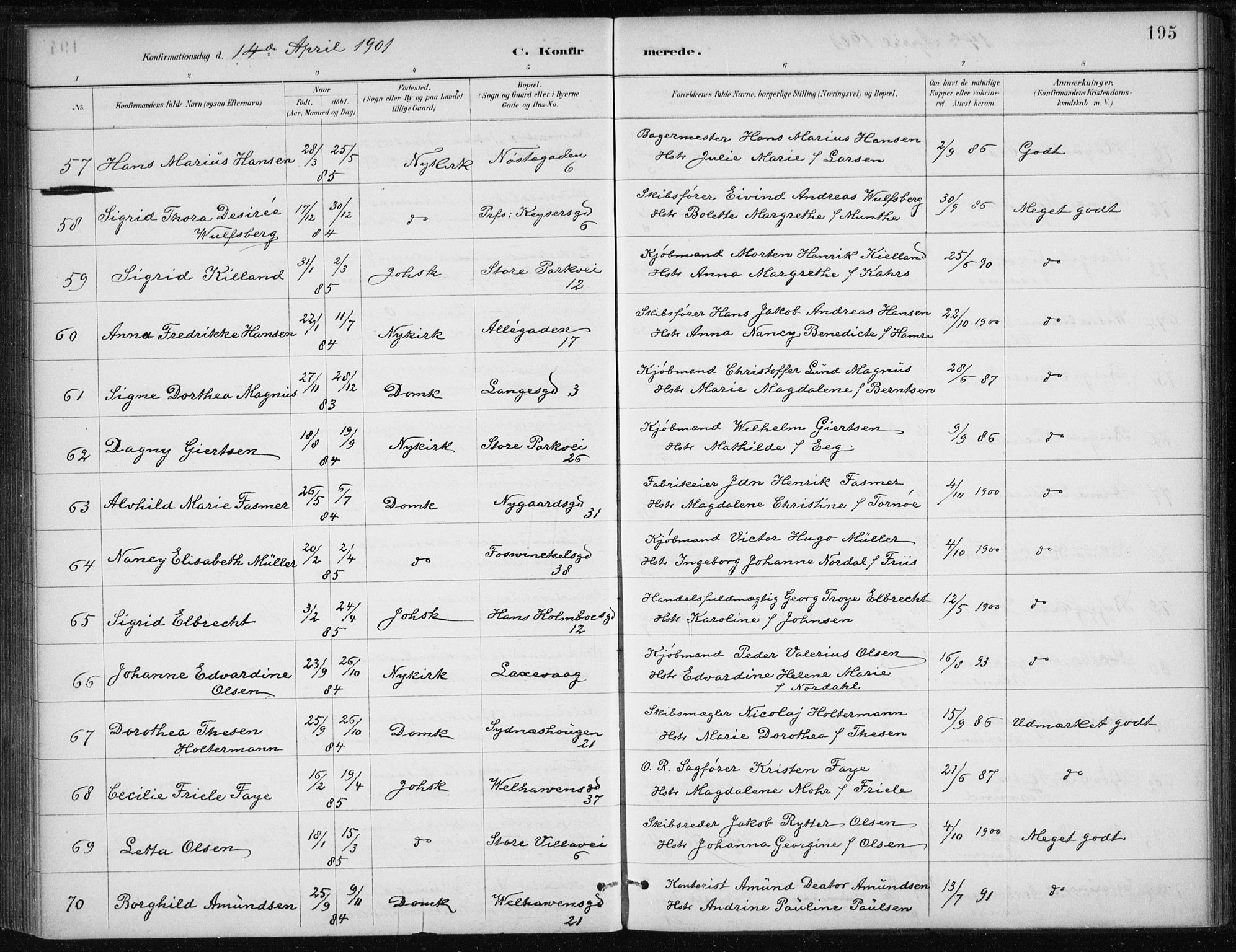 Johanneskirken sokneprestembete, AV/SAB-A-76001/H/Haa/L0008: Ministerialbok nr. C 1, 1885-1907, s. 195