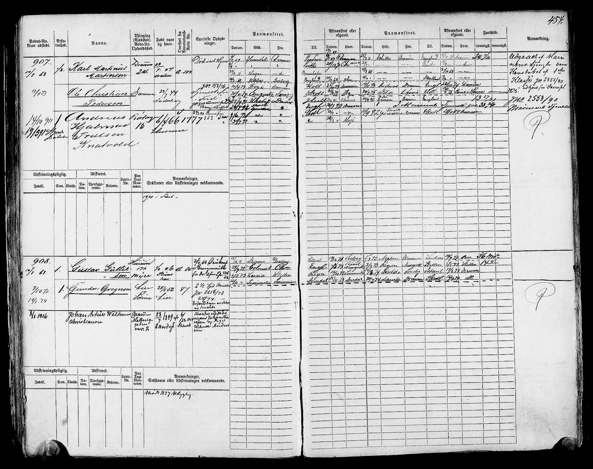 Drammen innrulleringsdistrikt, SAKO/A-781/F/Fc/L0001: Hovedrulle, 1868, s. 462