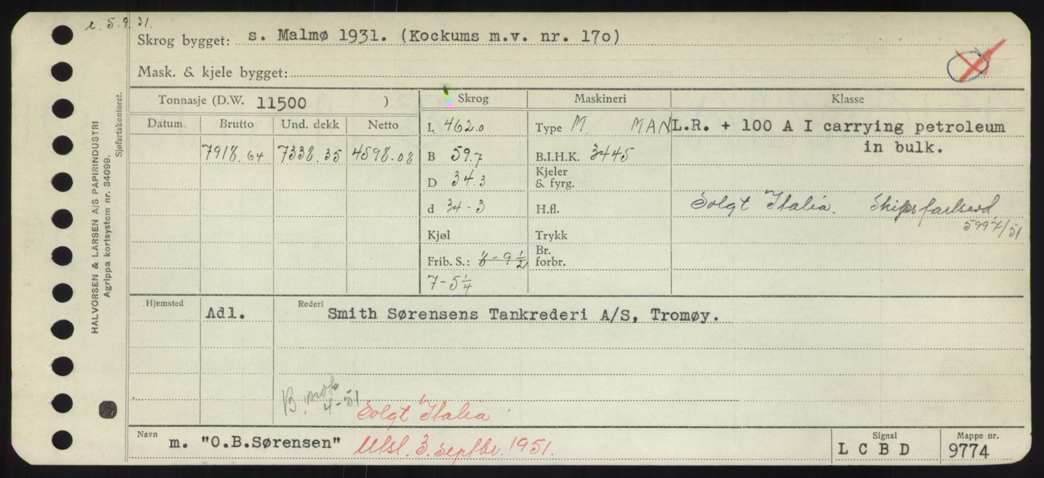 Sjøfartsdirektoratet med forløpere, Skipsmålingen, RA/S-1627/H/Hd/L0028: Fartøy, O, s. 9