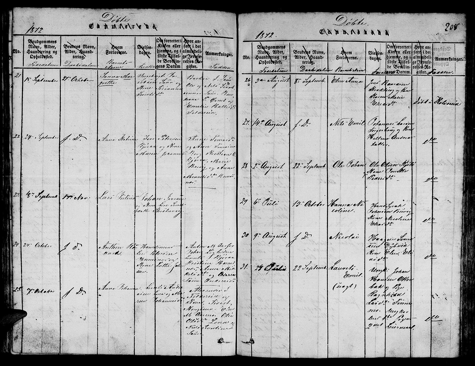 Ministerialprotokoller, klokkerbøker og fødselsregistre - Nord-Trøndelag, AV/SAT-A-1458/780/L0648: Klokkerbok nr. 780C01 /3, 1815-1877, s. 208