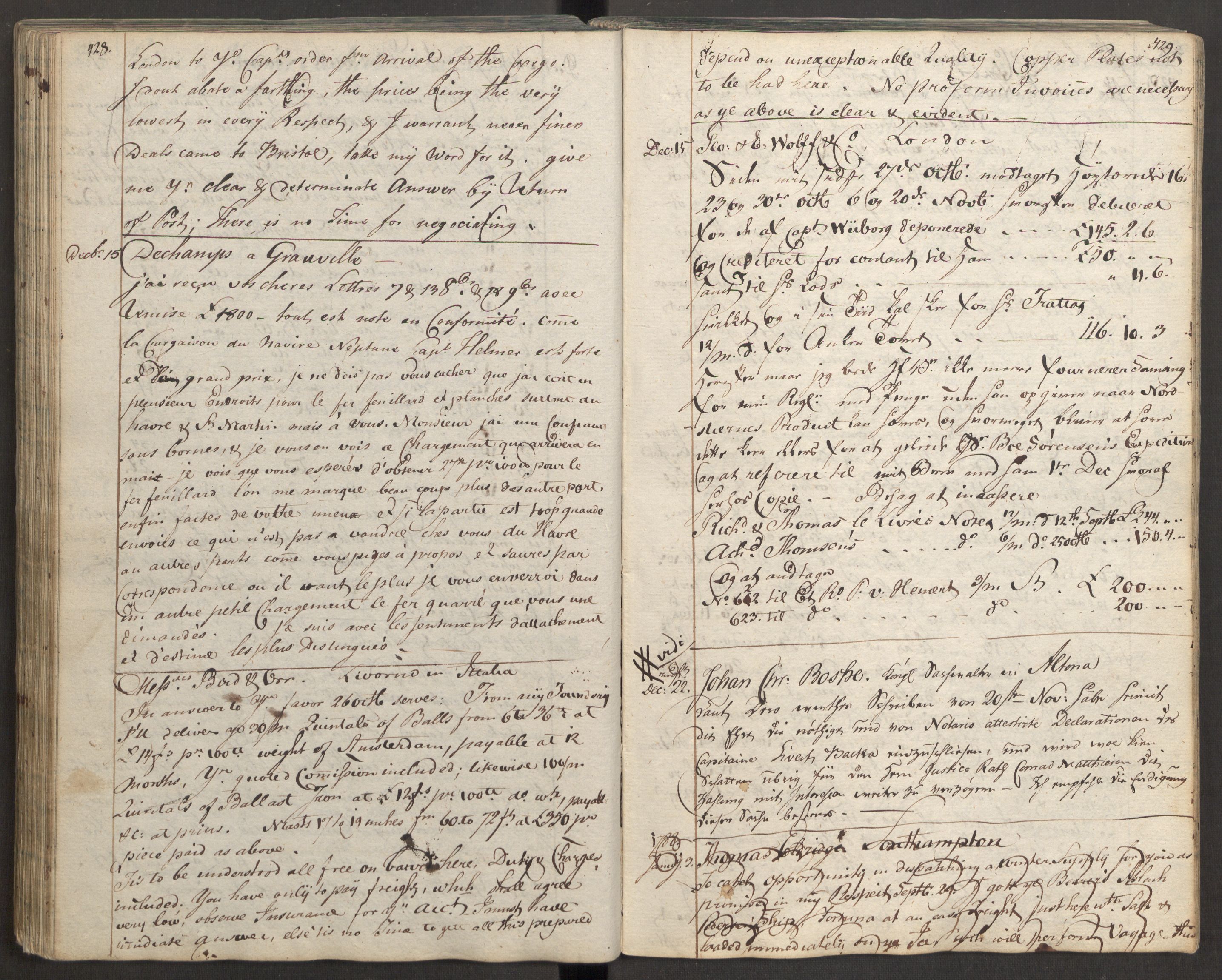 Anker, RA/PA-0003/F/L0001/0001: Kopibok / Bernt Ankers kopibok, 1786-1790, s. 428-429