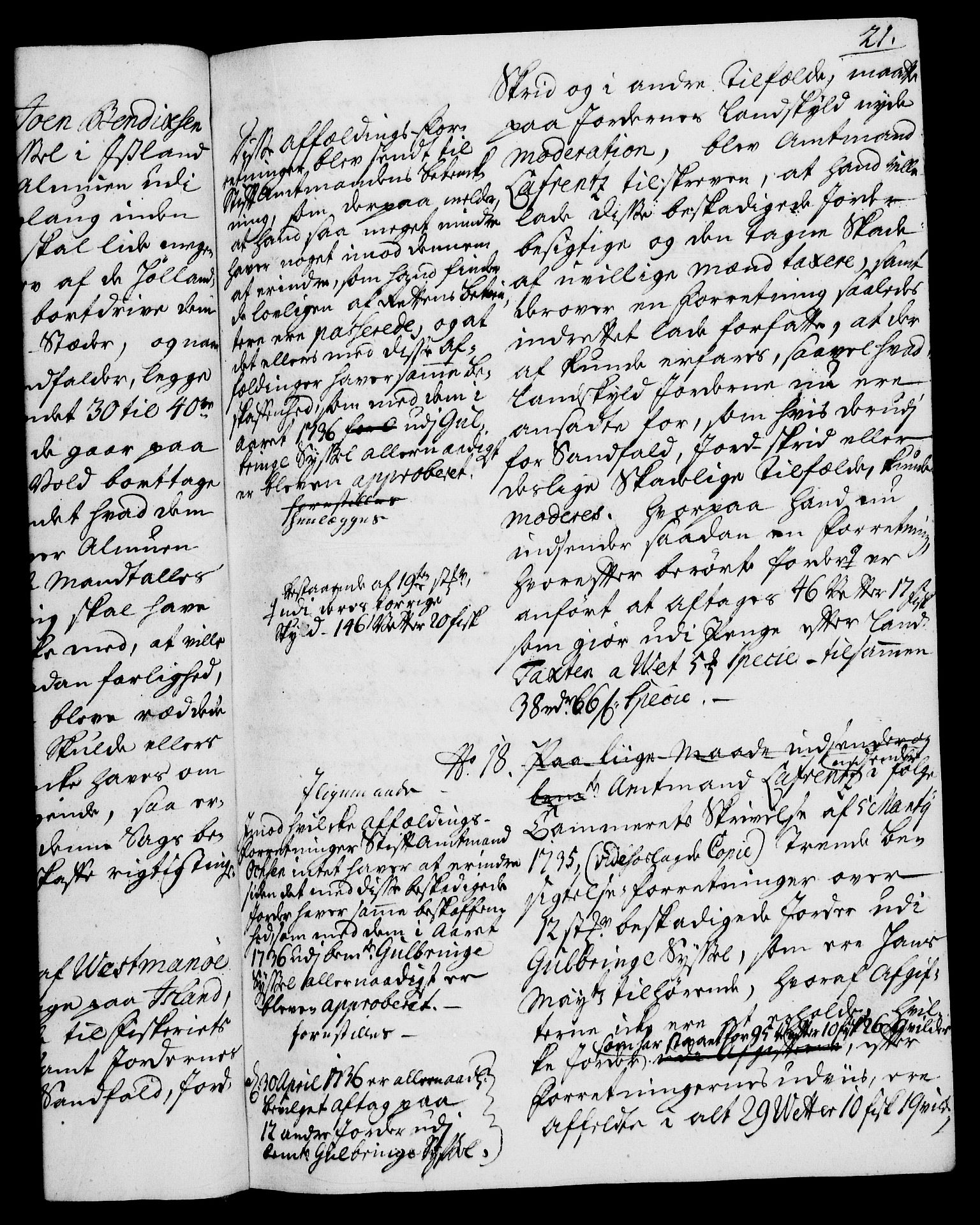 Rentekammeret, Kammerkanselliet, AV/RA-EA-3111/G/Gh/Gha/L0020: Norsk ekstraktmemorialprotokoll (merket RK 53.65), 1738-1739, s. 21