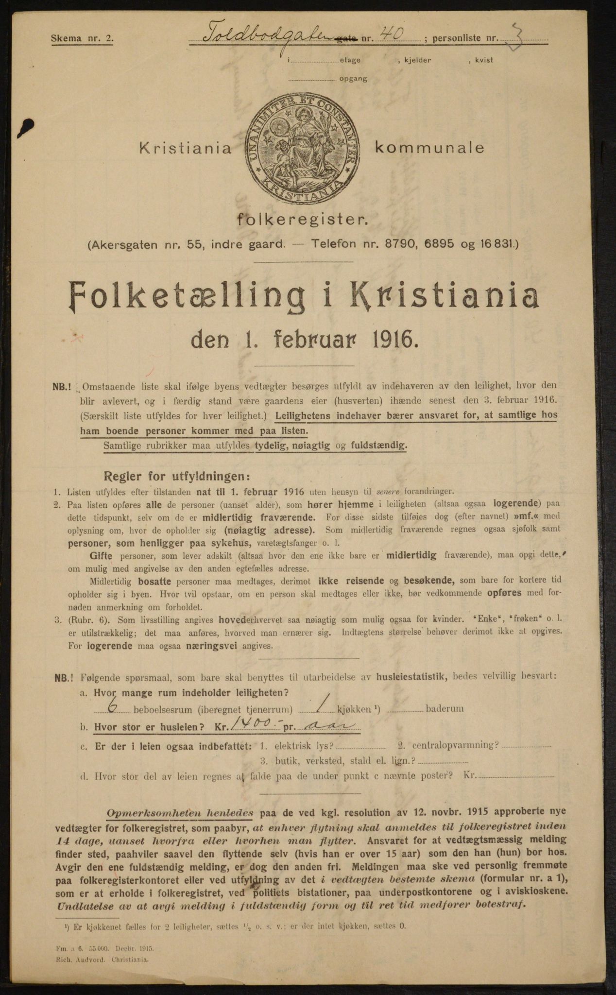 OBA, Kommunal folketelling 1.2.1916 for Kristiania, 1916, s. 116621