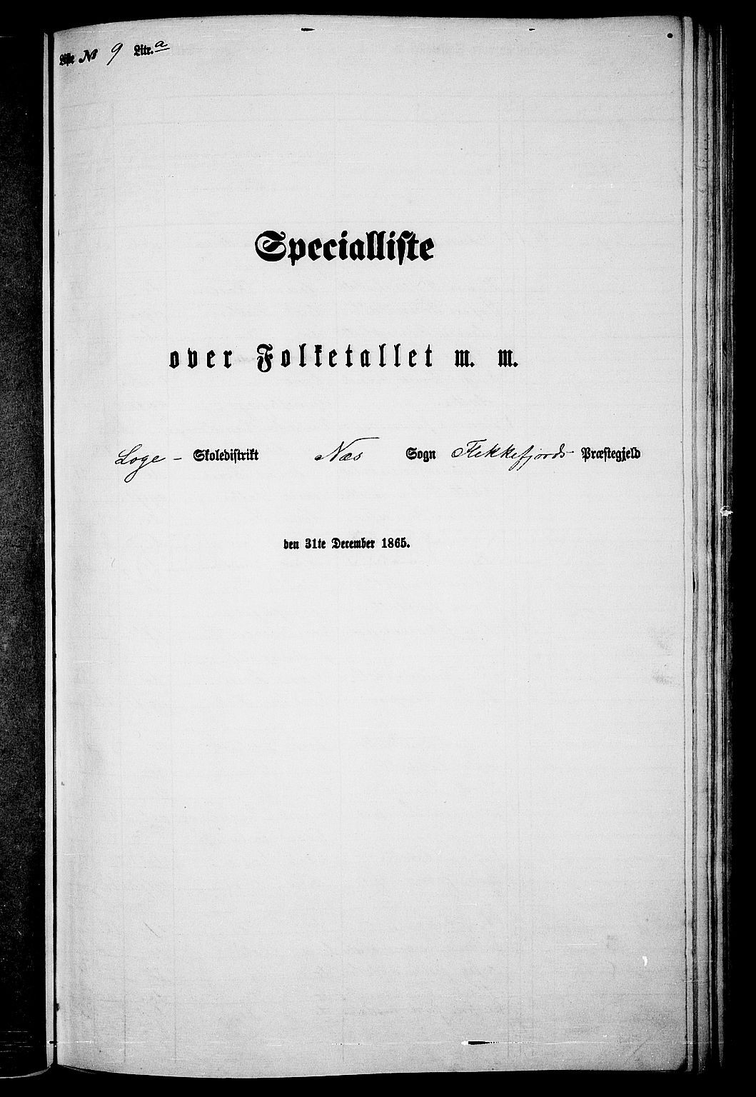RA, Folketelling 1865 for 1042L Flekkefjord prestegjeld, Nes sokn og Hidra sokn, 1865, s. 116