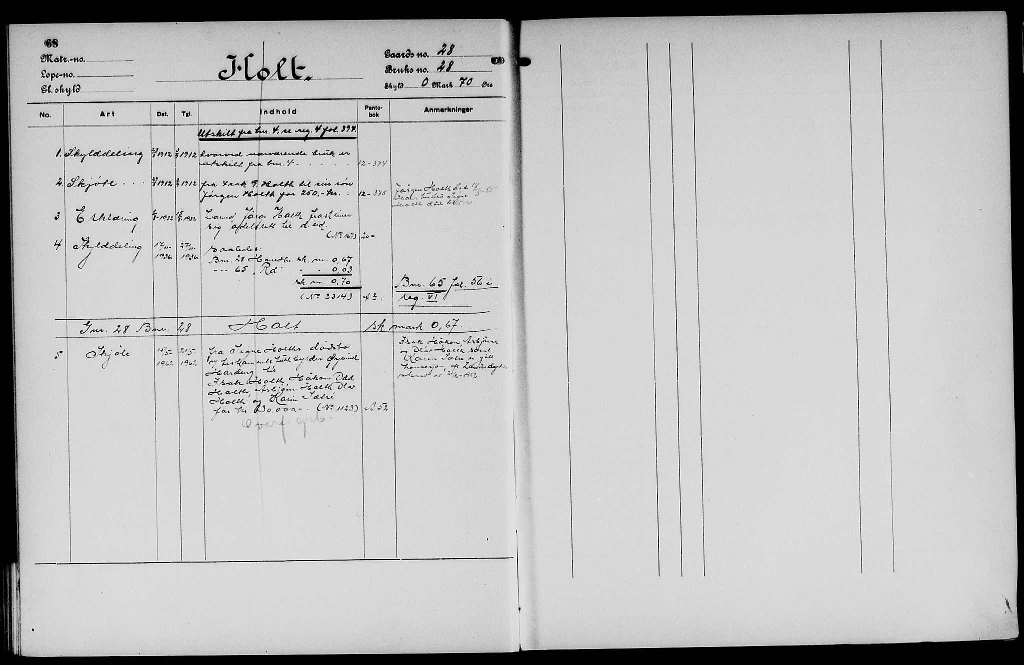 Vinger og Odal sorenskriveri, SAH/TING-022/H/Ha/Hac/Hacc/L0005: Panteregister nr. 3.5, 1923, s. 68