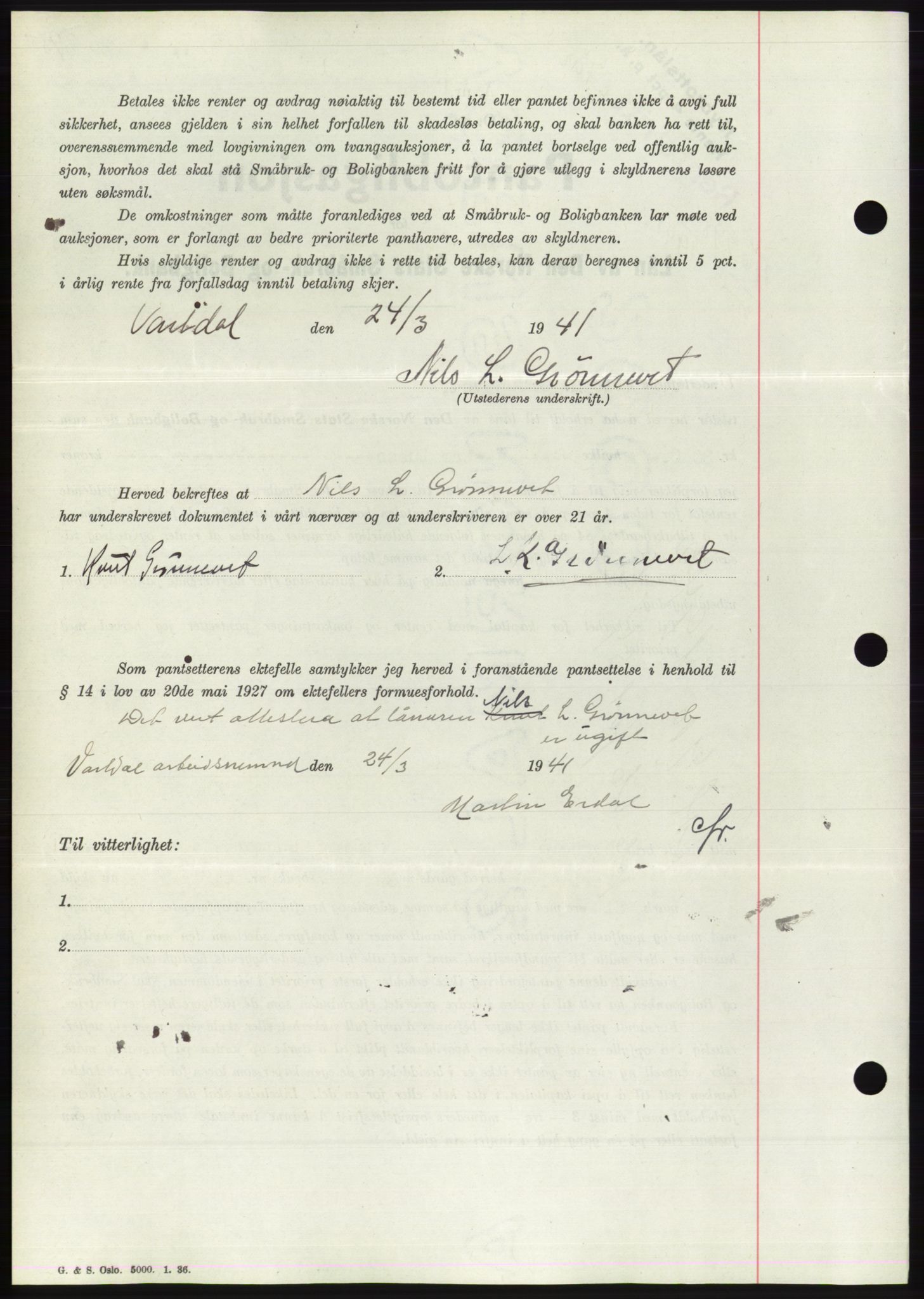 Søre Sunnmøre sorenskriveri, AV/SAT-A-4122/1/2/2C/L0071: Pantebok nr. 65, 1941-1941, Dagboknr: 298/1941