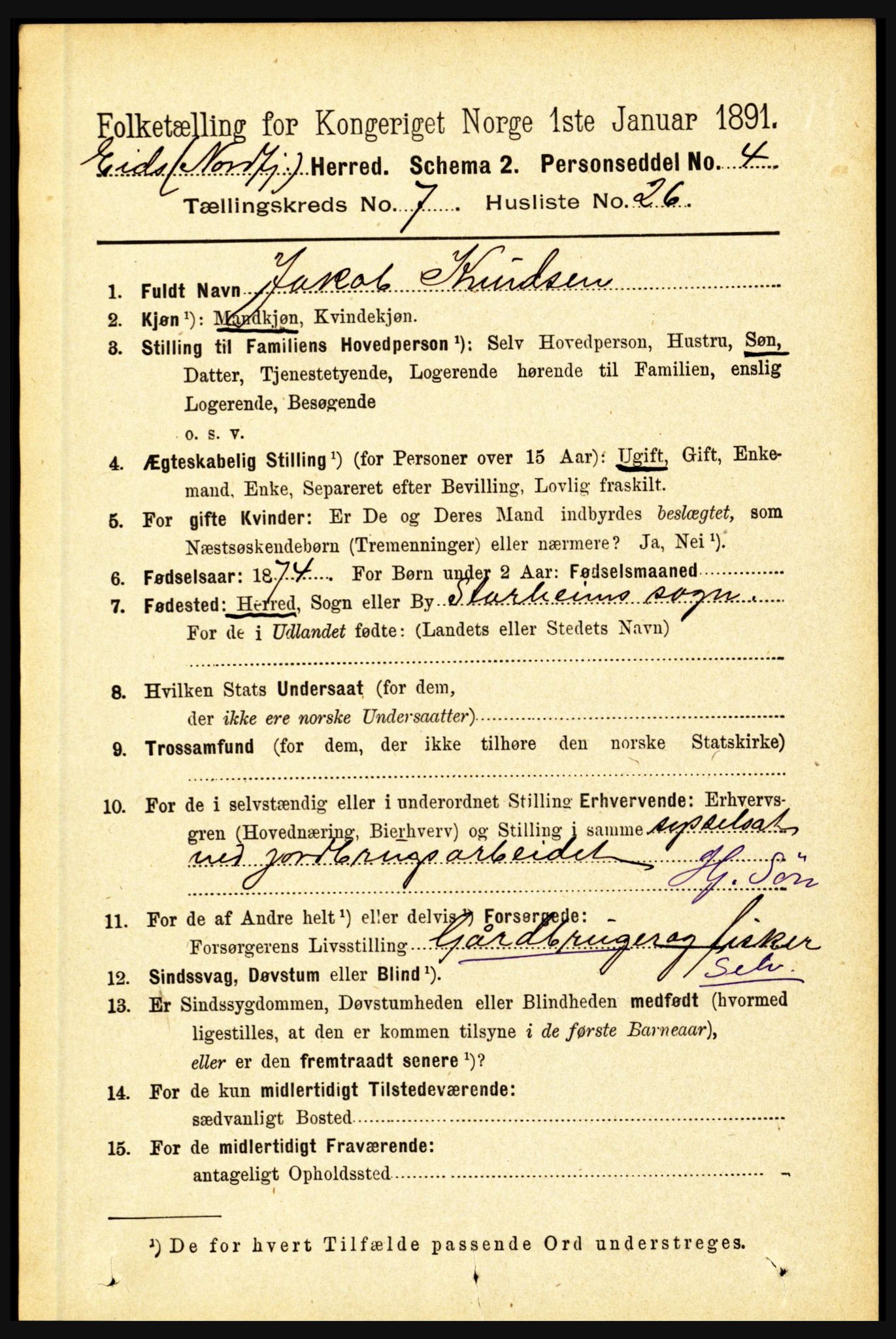 RA, Folketelling 1891 for 1443 Eid herred, 1891, s. 1938