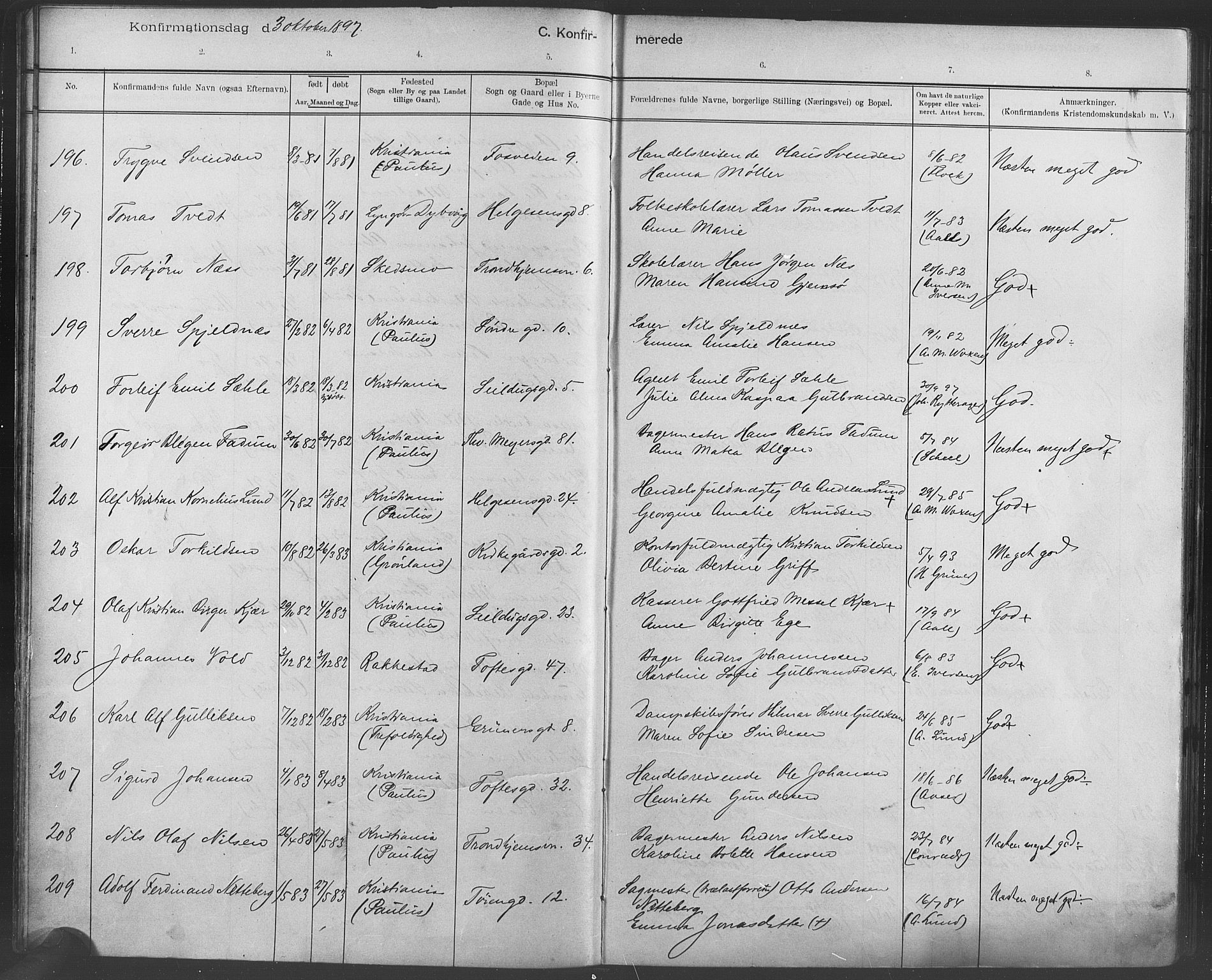 Paulus prestekontor Kirkebøker, AV/SAO-A-10871/F/Fa/L0007: Ministerialbok nr. 7, 1897-1915