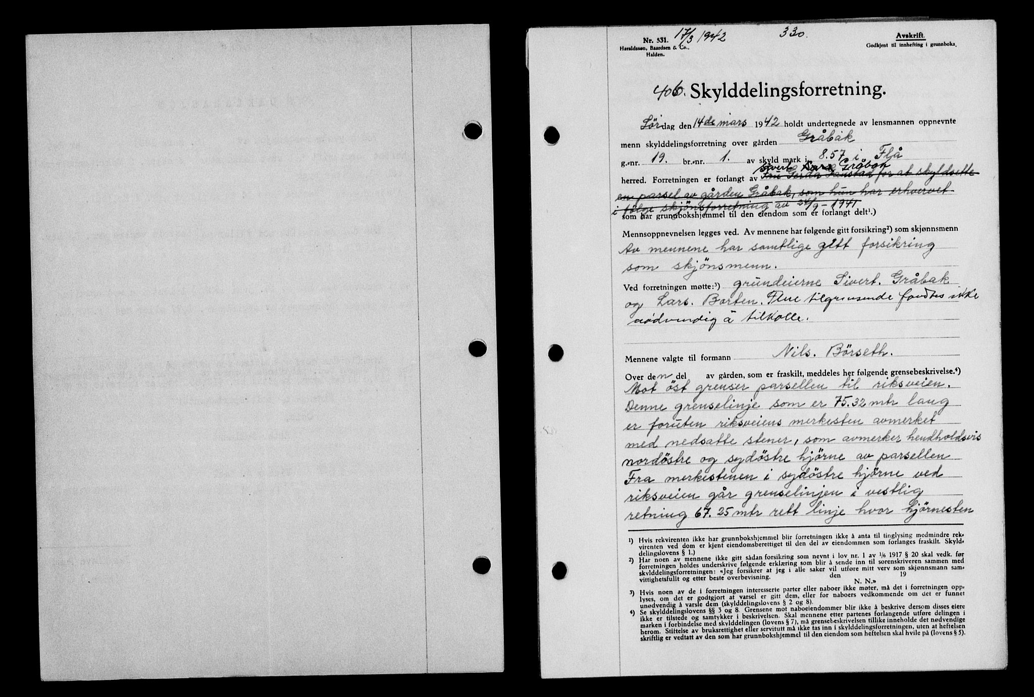 Gauldal sorenskriveri, SAT/A-0014/1/2/2C/L0054: Pantebok nr. 59, 1941-1942, Dagboknr: 406/1942