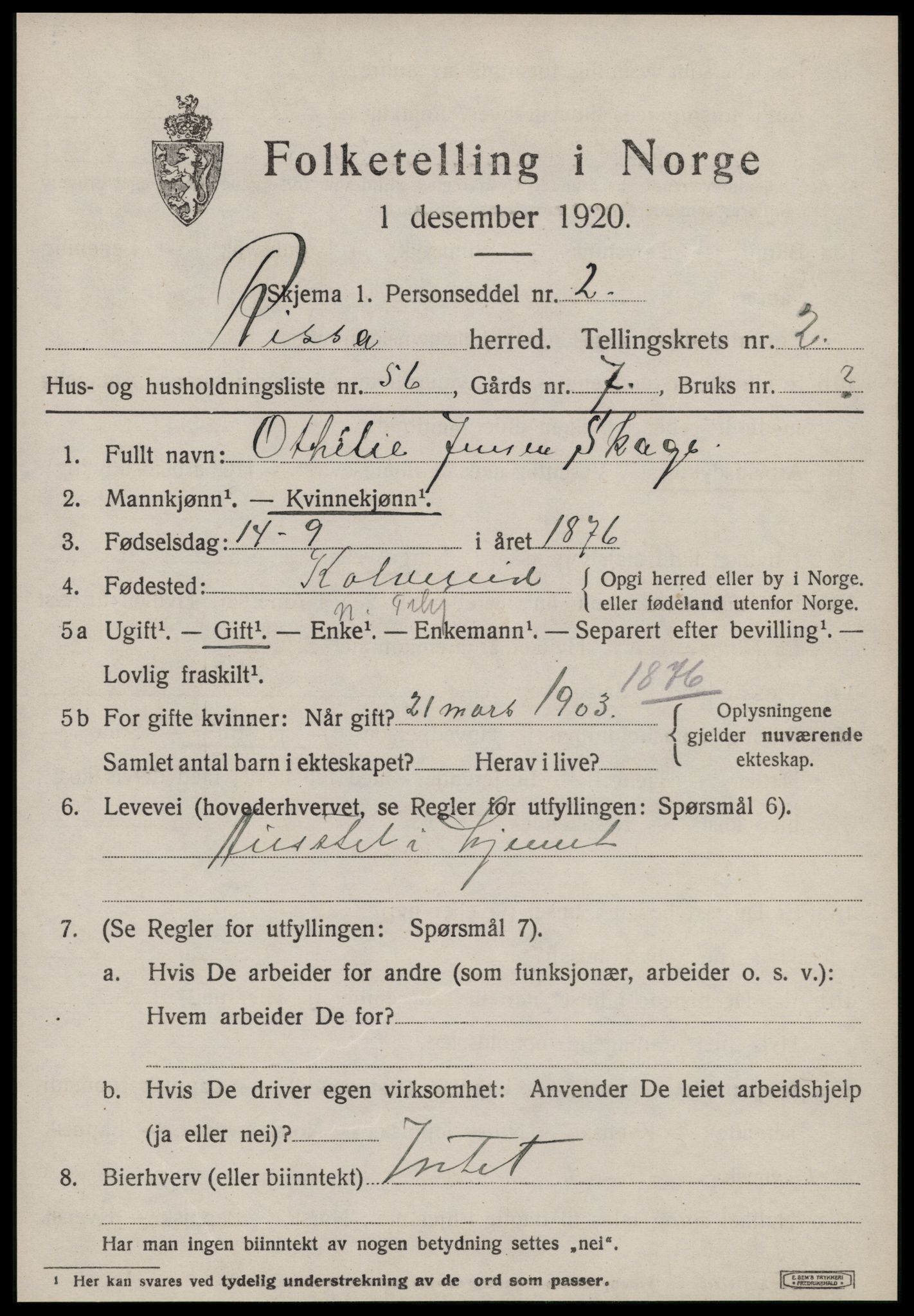 SAT, Folketelling 1920 for 1624 Rissa herred, 1920, s. 2335