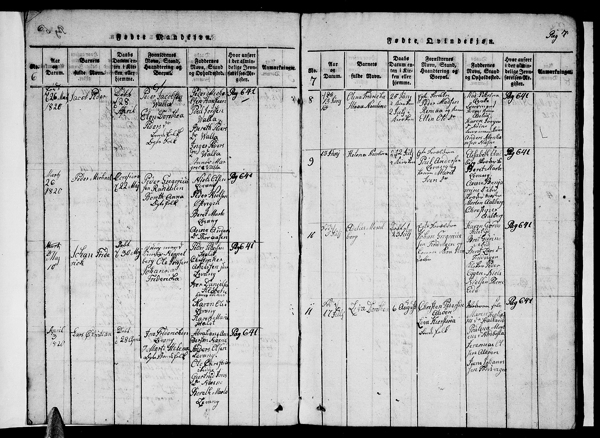 Ministerialprotokoller, klokkerbøker og fødselsregistre - Nordland, AV/SAT-A-1459/838/L0554: Klokkerbok nr. 838C01, 1820-1828, s. 6-7