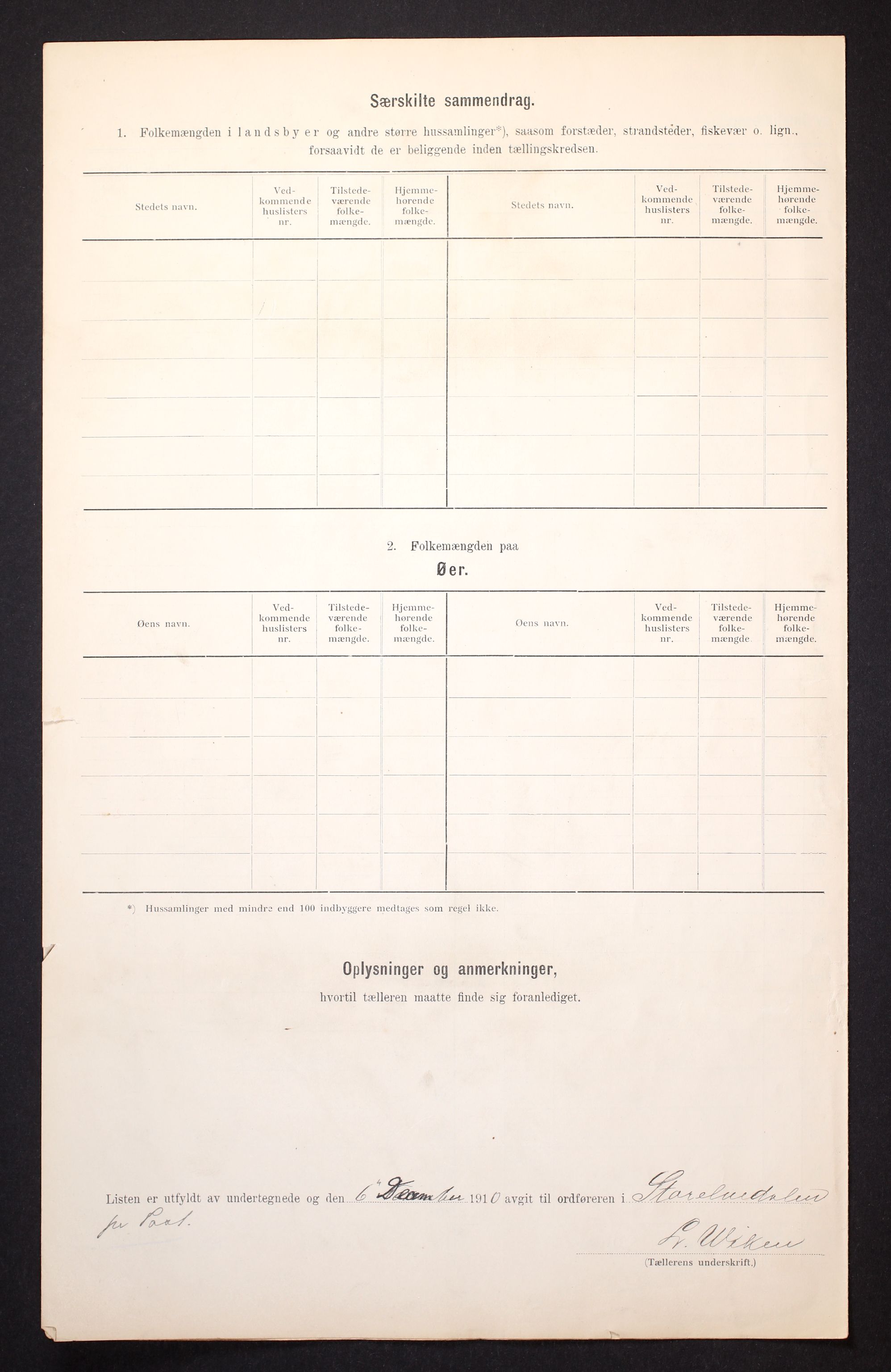 RA, Folketelling 1910 for 0430 Stor-Elvdal herred, 1910, s. 6