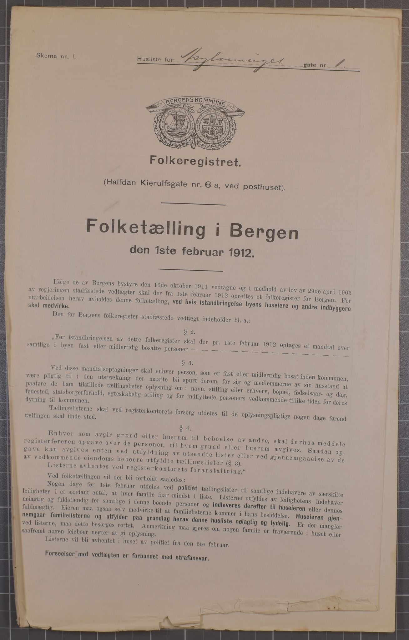 SAB, Kommunal folketelling 1912 for Bergen kjøpstad, 1912, s. 1694