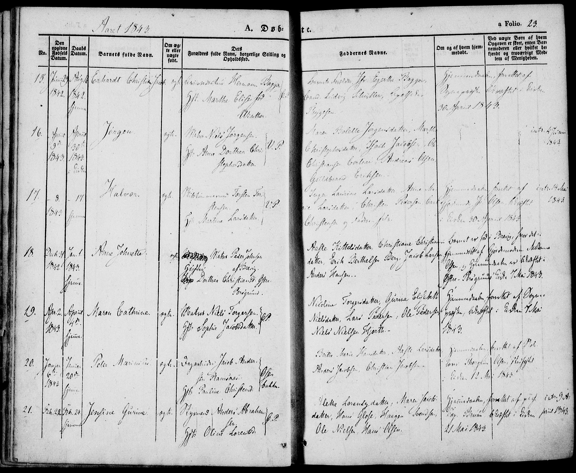 Porsgrunn kirkebøker , AV/SAKO-A-104/F/Fa/L0006: Ministerialbok nr. 6, 1841-1857, s. 23