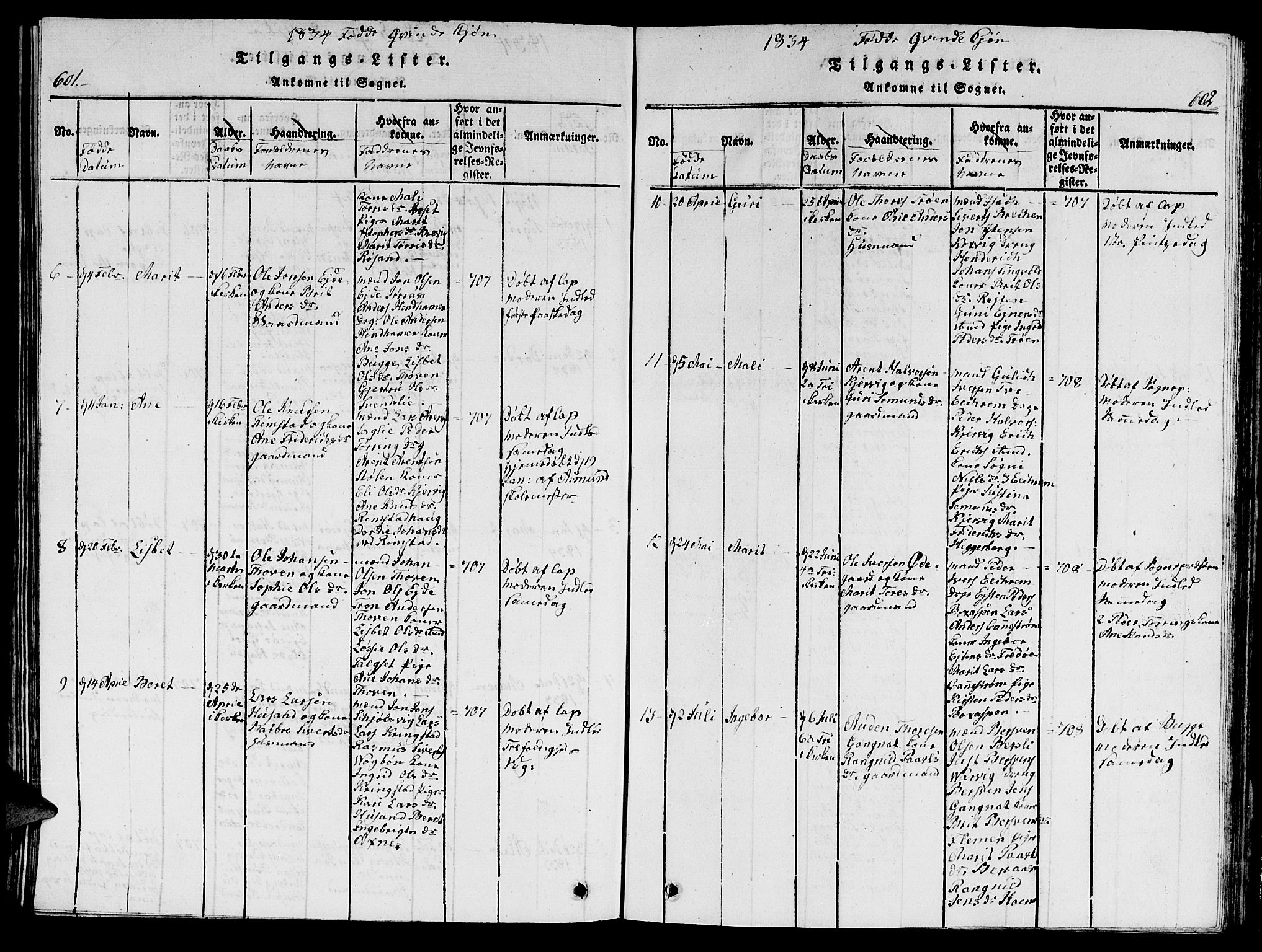 Ministerialprotokoller, klokkerbøker og fødselsregistre - Møre og Romsdal, AV/SAT-A-1454/586/L0990: Klokkerbok nr. 586C01, 1819-1837, s. 601-602